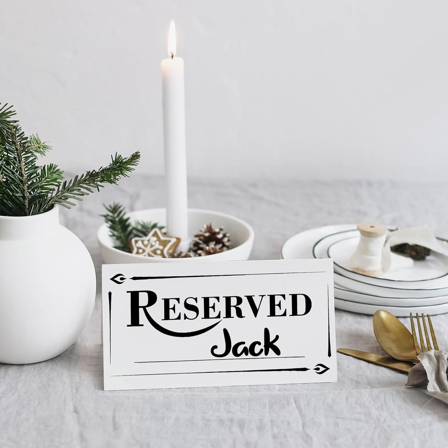 300 Pcs Paper Table Reserved Sign with Name Line Reserved Seating Signs Bulk Double Sided Signs for Reserving Seats Restaurant Wedding Reception Church Board Business Meeting (White Black)