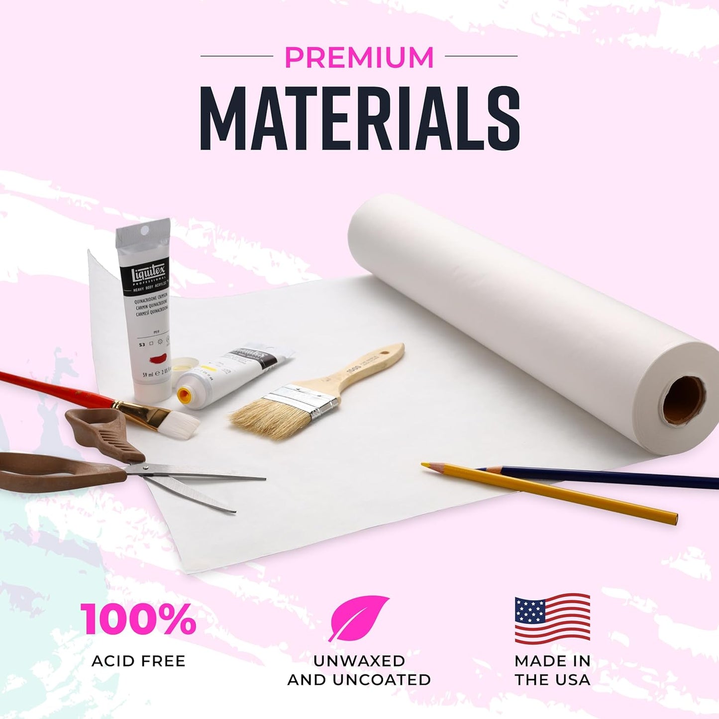 Bryco Goods 18”x1200” (100’) White Kraft Paper Roll - Pack of 2 - Easel Paper for Arts & Crafts, Floor Covering, Packaging, Gift Wrapping, Bulletin Boards - Made in The USA