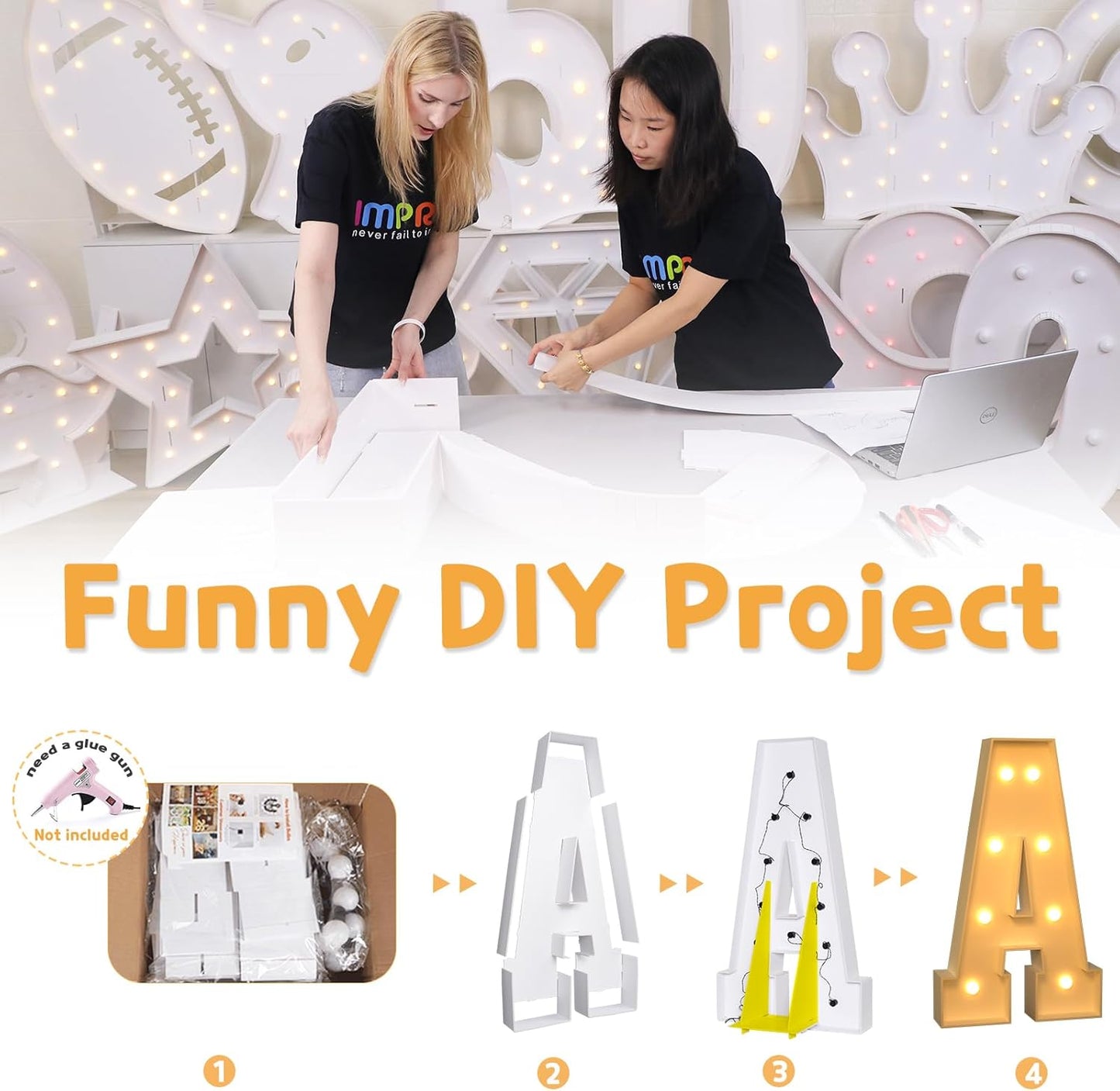 imprsv 3FT Large Light up Letters, Marquee Light up Letters for Birthday Party (3FT, Letter &)