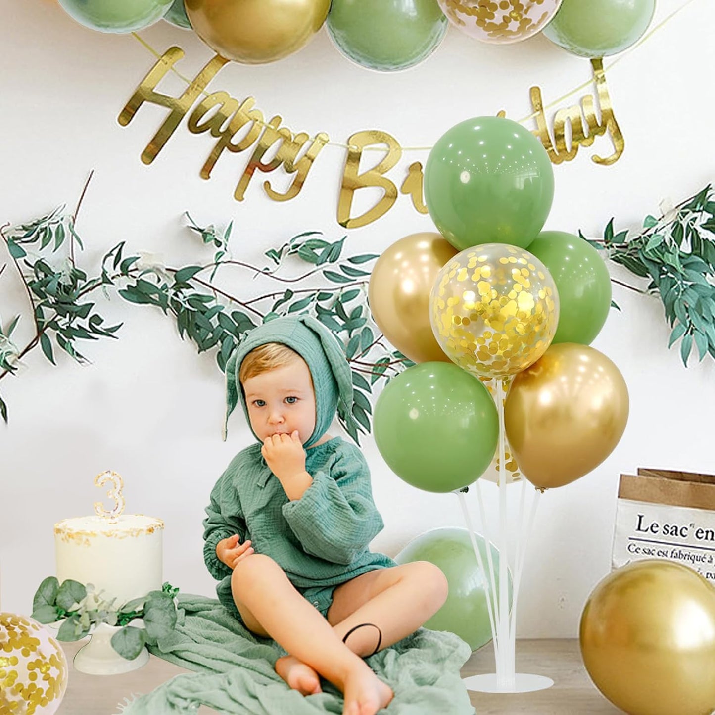 4 Balloon Stand Kit For Table Centerpieces With Base Sage Green Balloons Holder Baby Shower Birthday Party Decorations