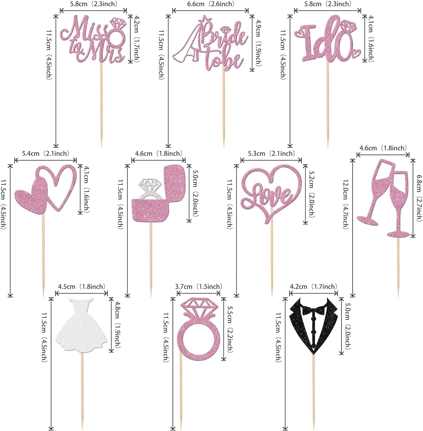 30 PCS Bride to Be Cupcake Toppers Glitter Miss to Mrs I Do Love Heart Ring Cupcake Picks Wedding Bridal Shower Cake Decorations for Wedding Engagement Bachelorette Party Supplies Purple