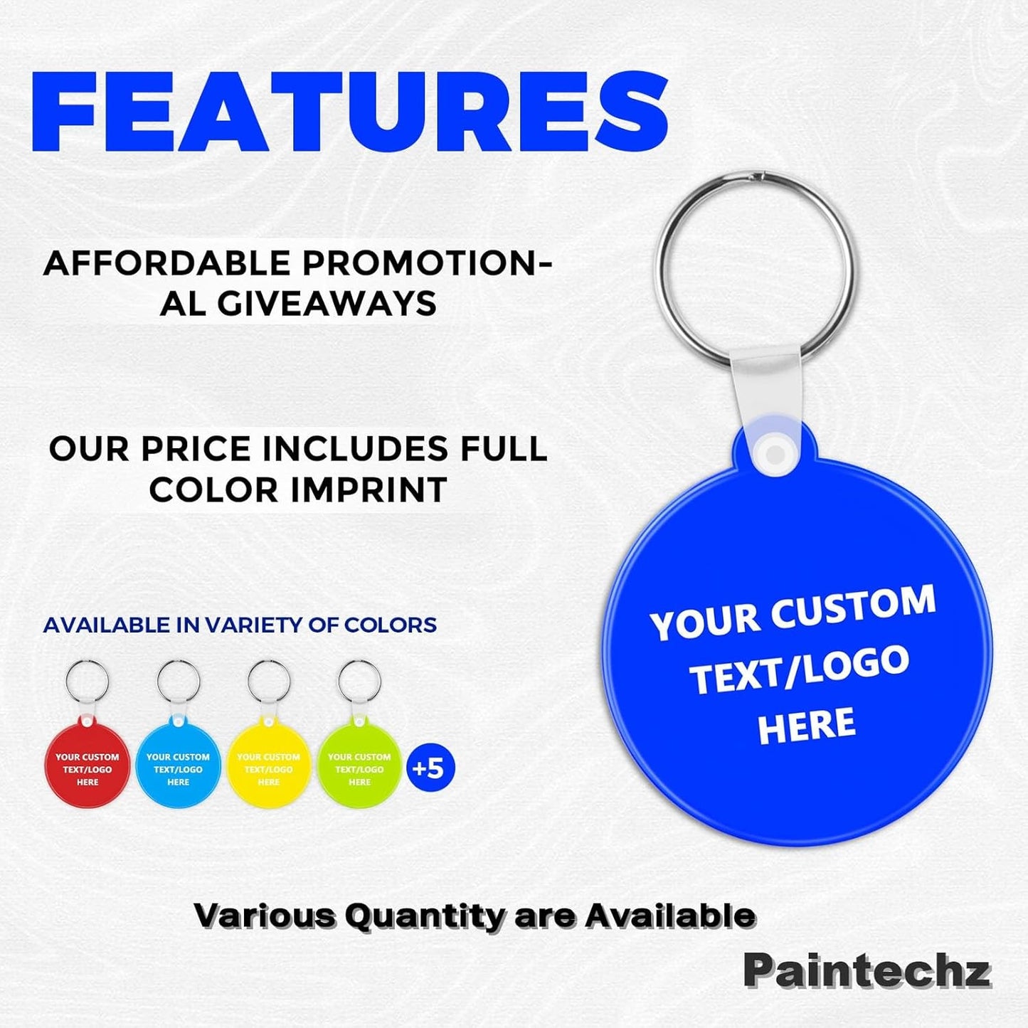 Custom Round Soft Keychains 300 Pack, Personalized Logo, Text Bulk - Perfect for Tradeshows, Party Favors, Events - Customizable Key Tags