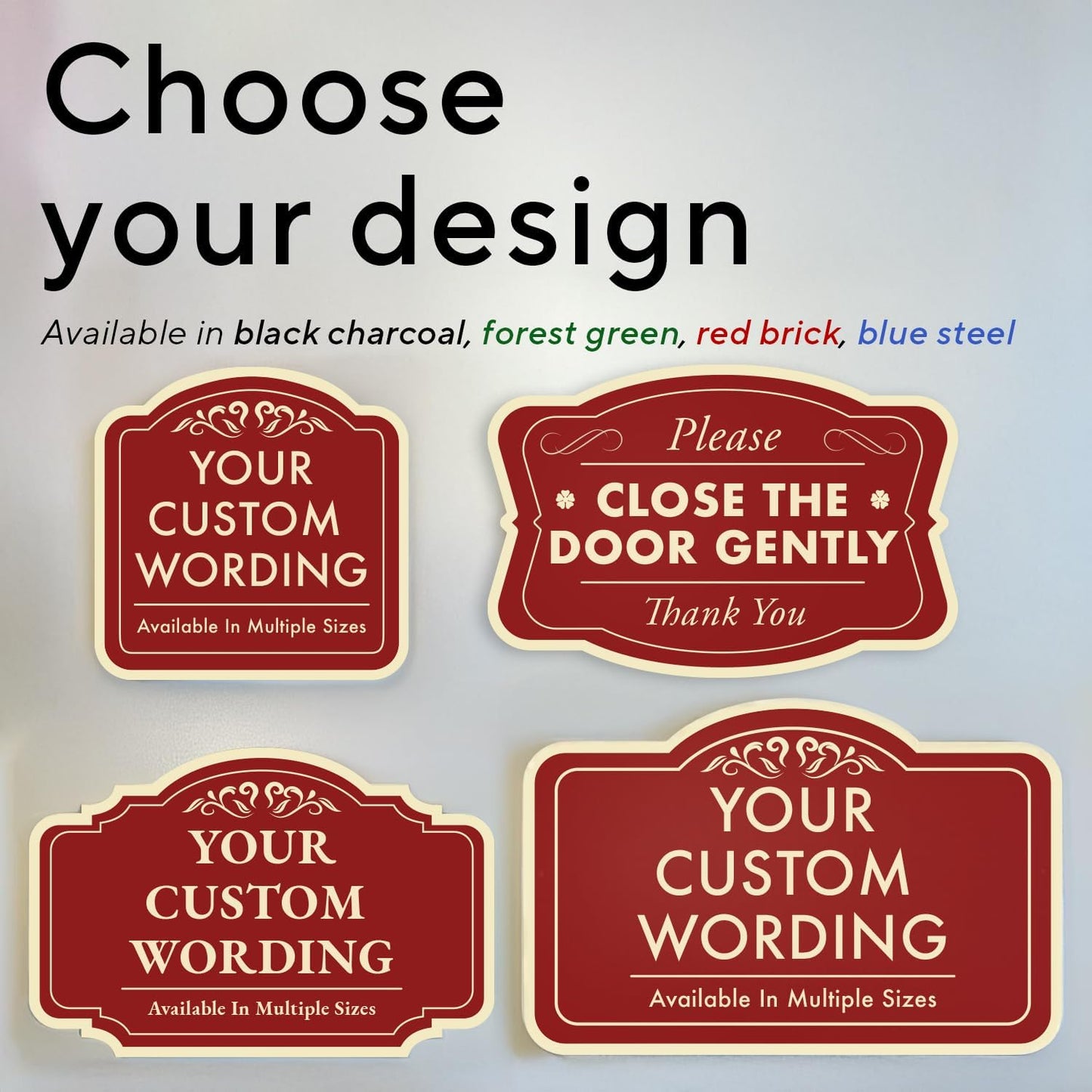 Custom Red Decorative Outdoor Metal Sign, Personalized Aluminum Design 2 Red Brick 12x8 In