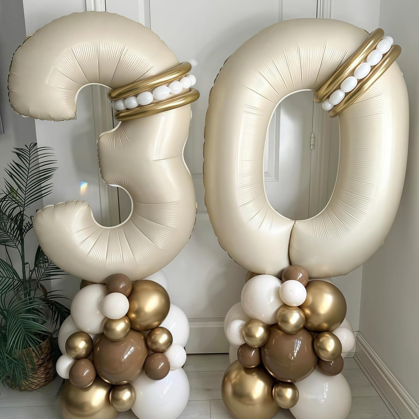 Cream 7 Balloon Number 40 Inch Cream White Number 7 Balloon Helium Mylar 7 Balloon for Birthday Party Decoration
