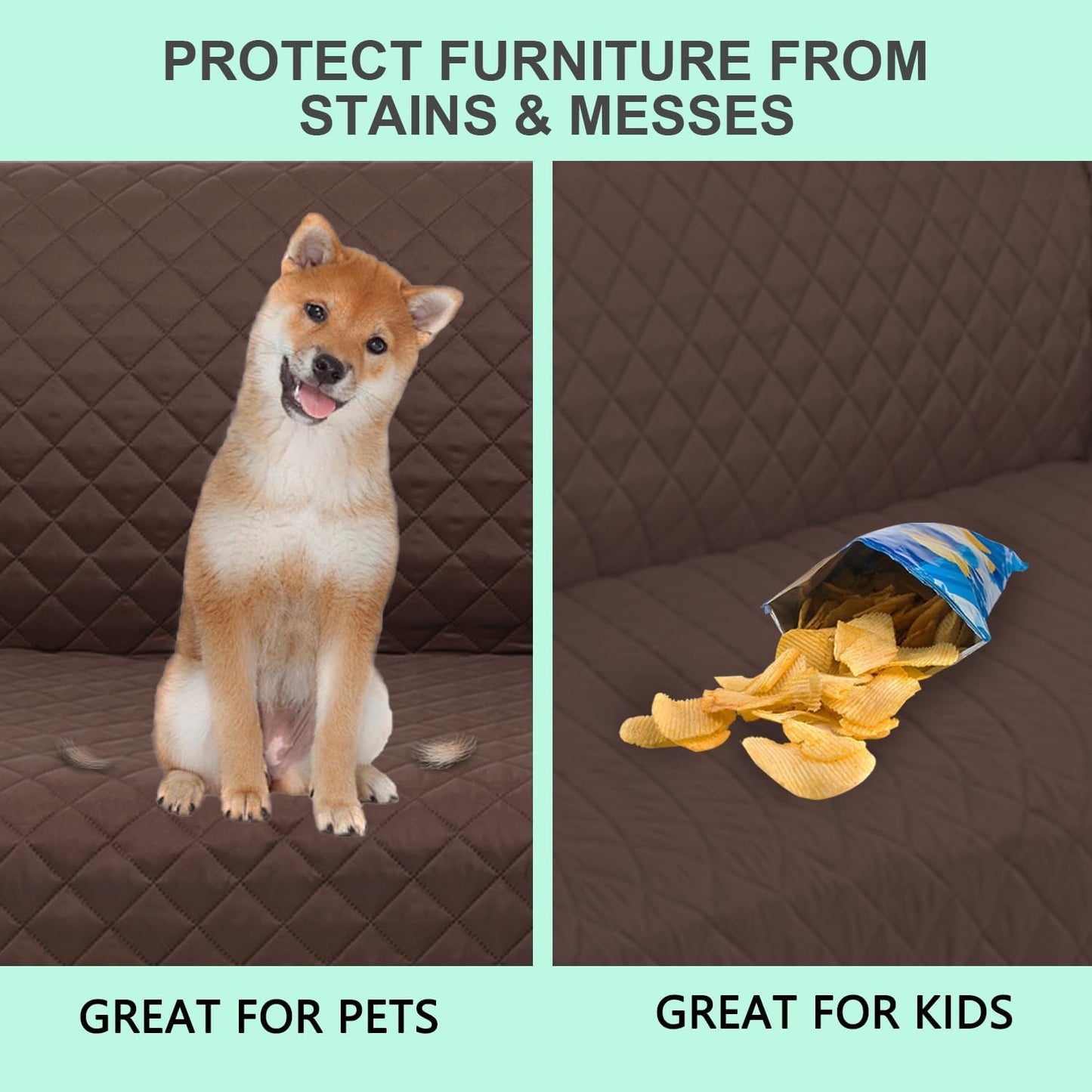 Reversible 4 Seater Sofa Cover 91 Inch Large Couch Cover Furniture Protector(Sofa XX-Large,Chocolate/Beige)