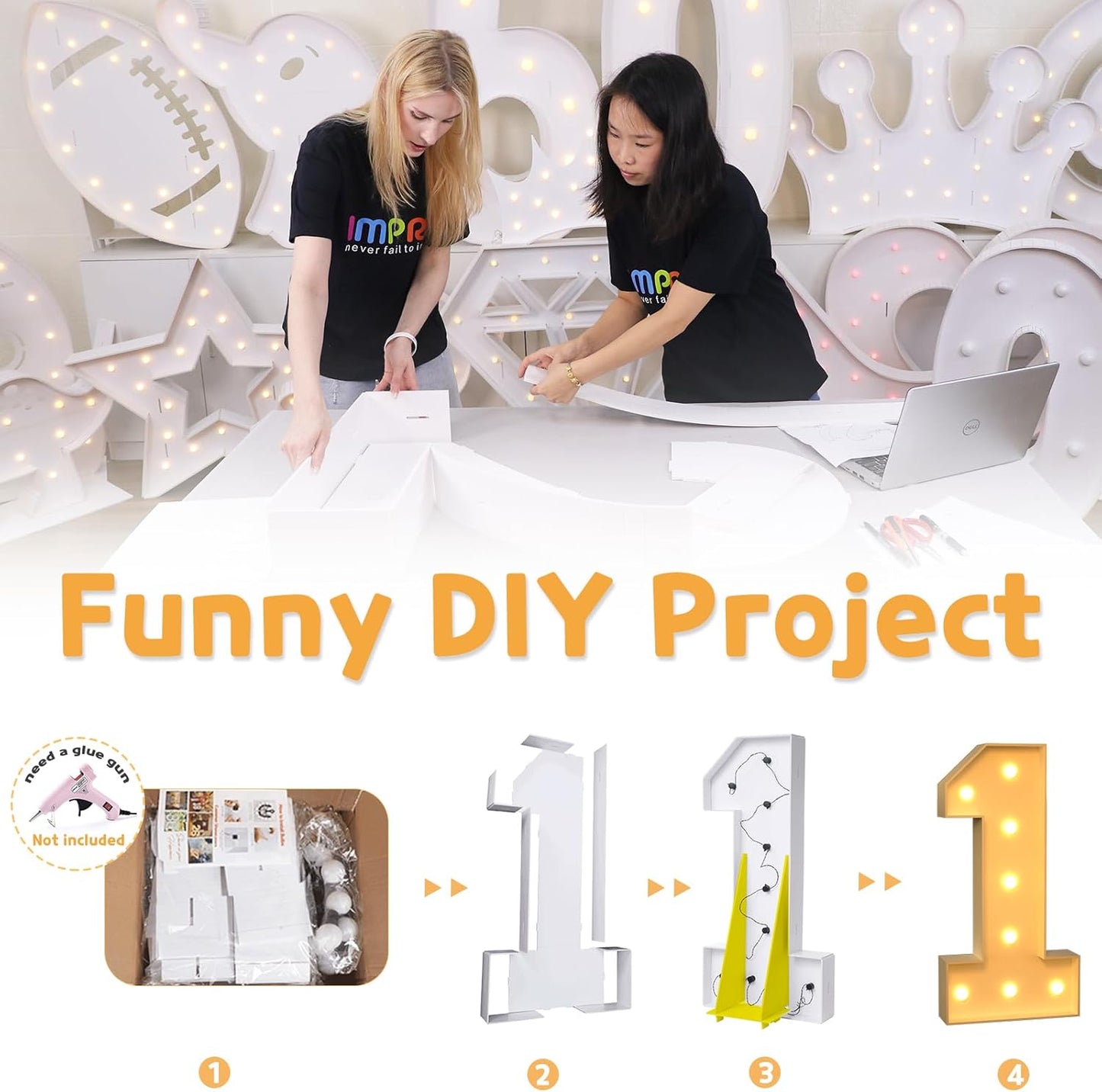 imprsv 4FT Marquee Numbers,DIY Light Up Numbers for 30th Birthday Decorations, Party Party Decorations,Anniversary Party Decor,Mosaic Number for Balloons Number 3,Pre-Cut Foam Board Kit