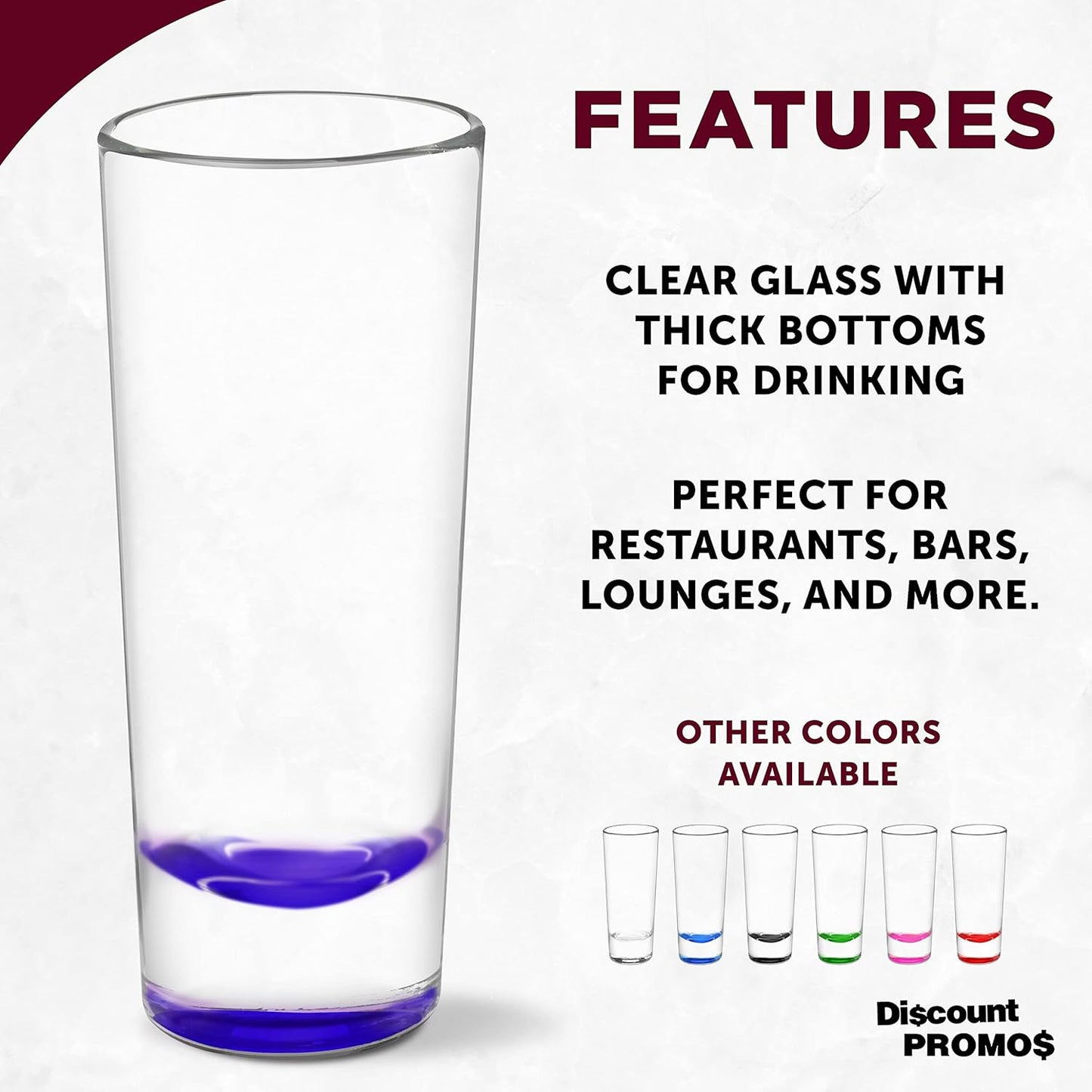DISCOUNT PROMOS Cordial Shooter Shot Glasses 2 oz. Set of 10, Bulk Pack - Great for Birthdays, Parties, Indoor & Outdoor Events - Purple