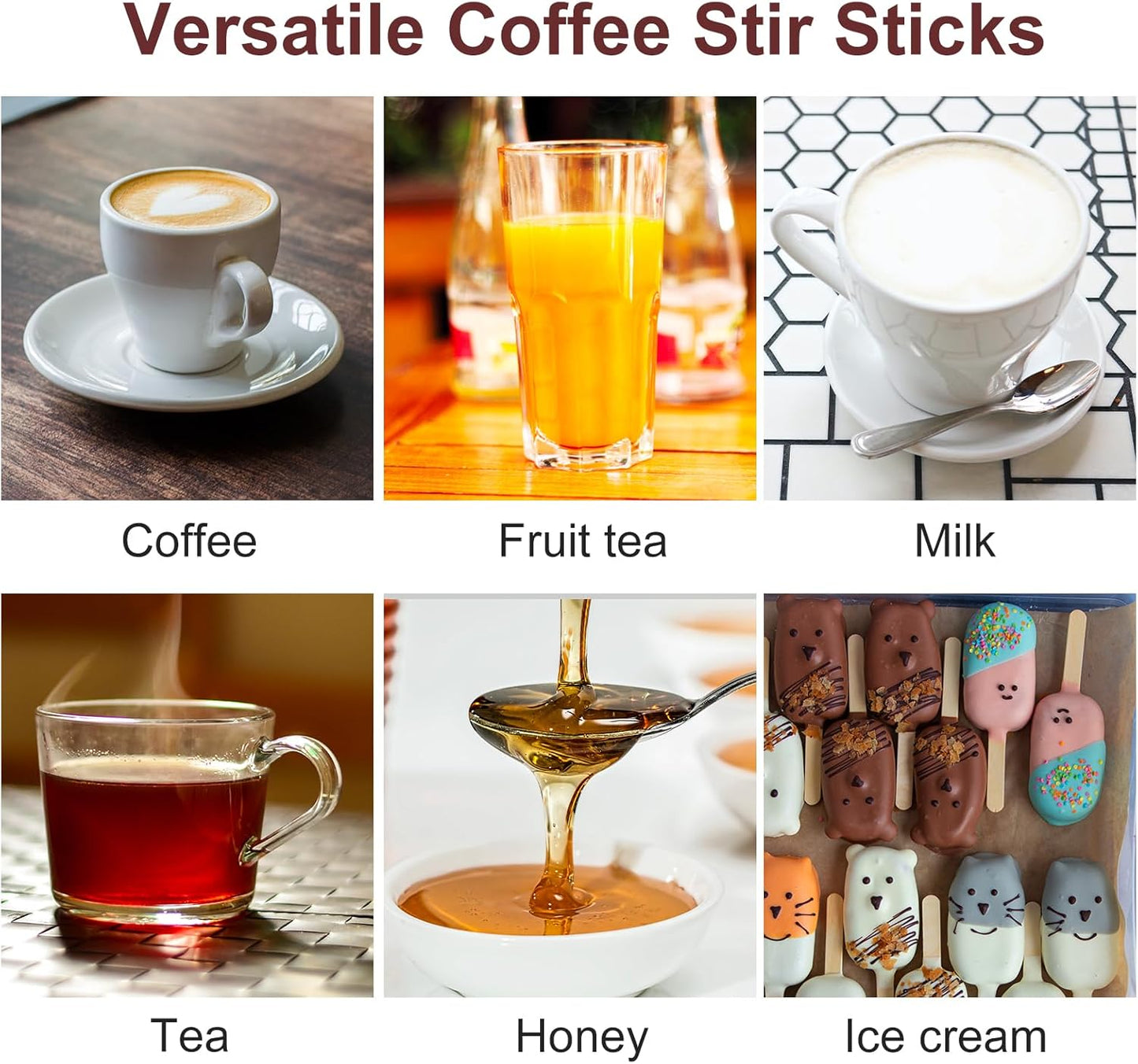 Wooden Coffee Stirrers Individually Wrapped, 500-Count 5.5 Inch Birch Stir Sticks, Natural & Eco-Friendly Disposable Wood Stirrers for Coffee, Hot Drinks, Cocktails, Coffee Bar Accessories ﻿
