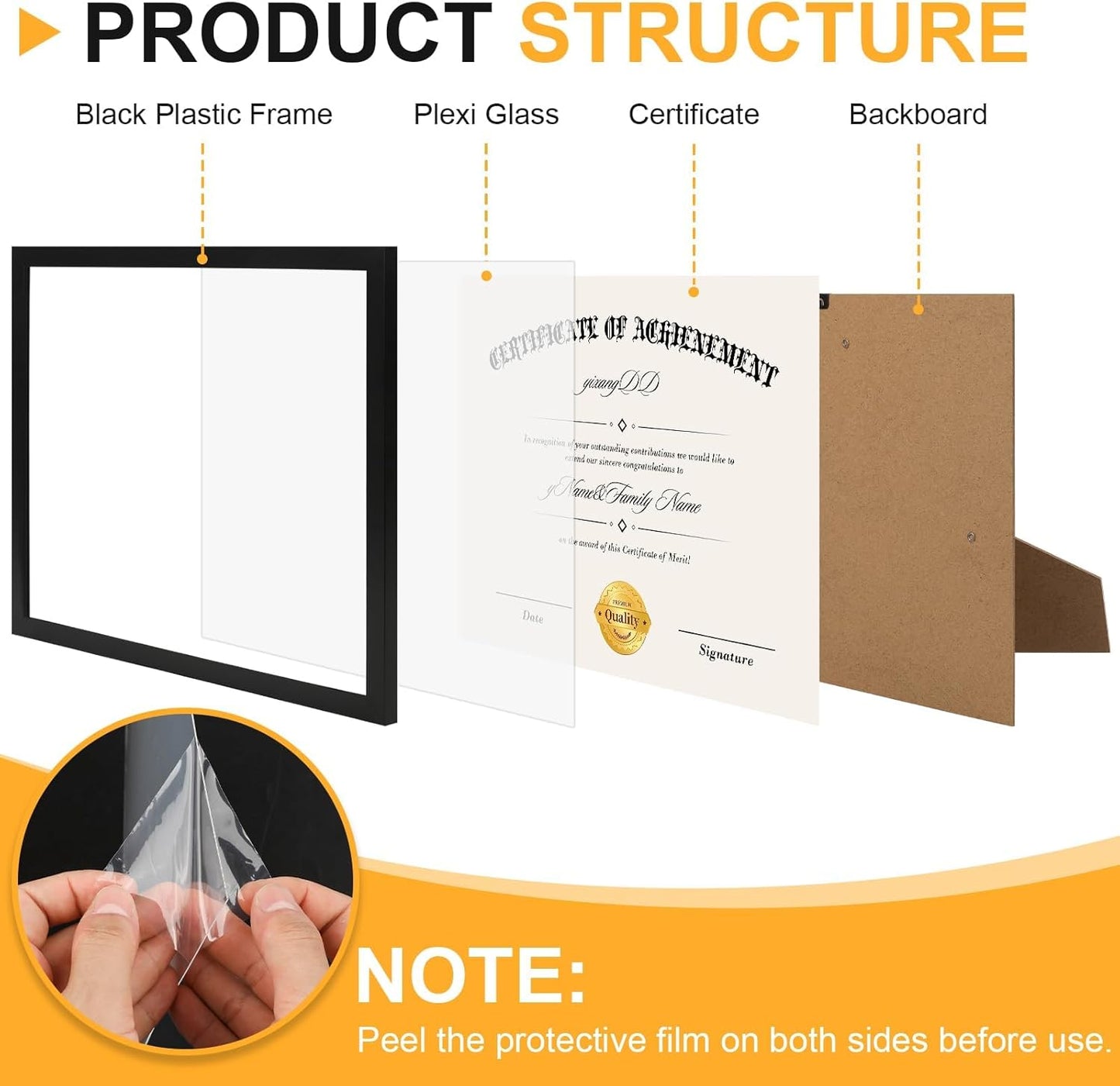 YixangDD 20 PACK Certificate Frames 8.5 x 11, Black Diploma Frame Document Frame with Clear Plexiglass, Picture Frames for Tabletop and Wall Display