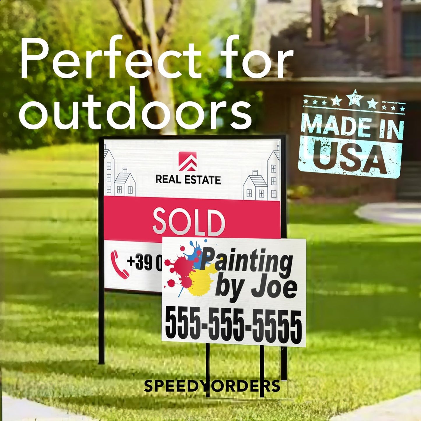 Custom Metal Signs, Personalized Aluminum, Customized Safety, Business Signs, Waterproof Outdoor, White Aluminum (Blue Background, 12x8 In)