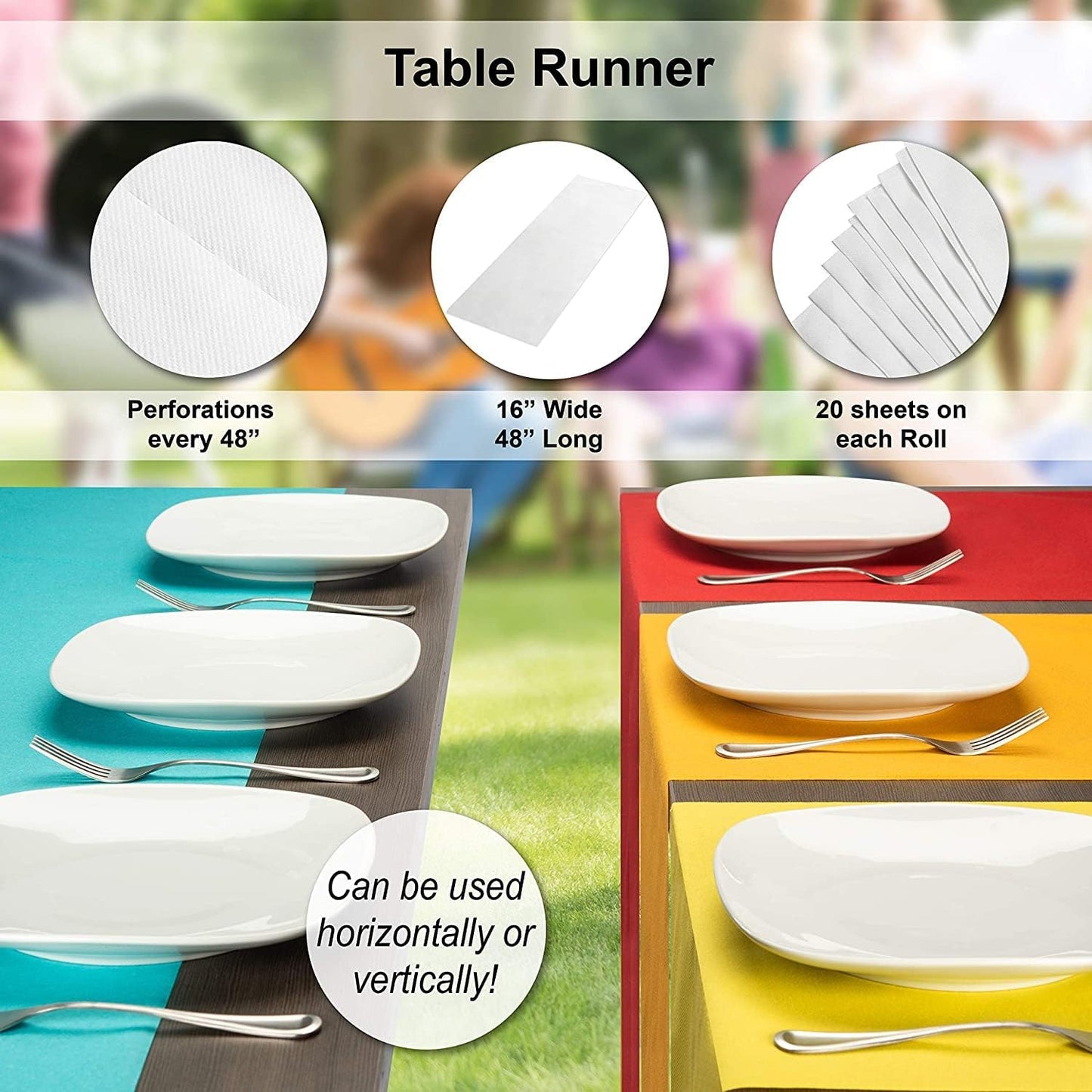 AH American Homestead Paper Dining Table Runner for Party 78 ft = 20 Perforated Table Runners 16” x 48”- Strong, Absorbent, Disposable Linen-Like Table Cover Roll (Mustard Gold)