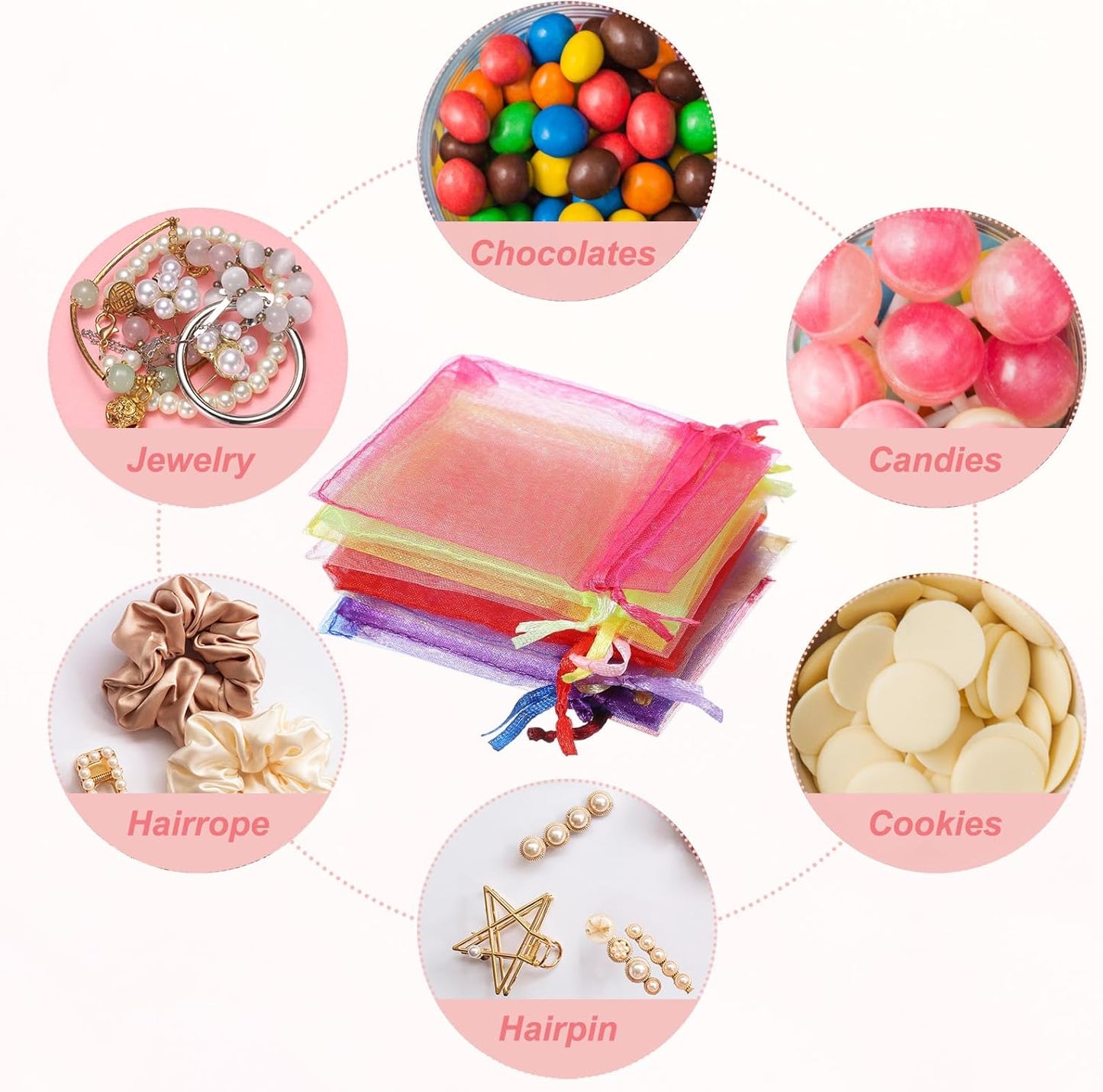 uxcell 50 Pcs Organza Gift Bags, 2.7x3.5 Inch Drawstring Pouches Jewelry Gift Bags, Small Wedding Favor Pouches for Christmas Birthday Wedding Goodie Candy Candle, Red