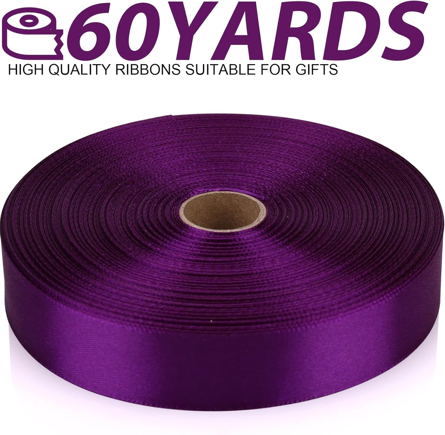 Purple Ribbon 7/8 Inch 60 Yards Satin Craft Ribbon-Single Face Polyester Ribbon for Handmade Roses,Gift Wrapping,Timeless Flower,Bouquets,Wedding and Party Decoration