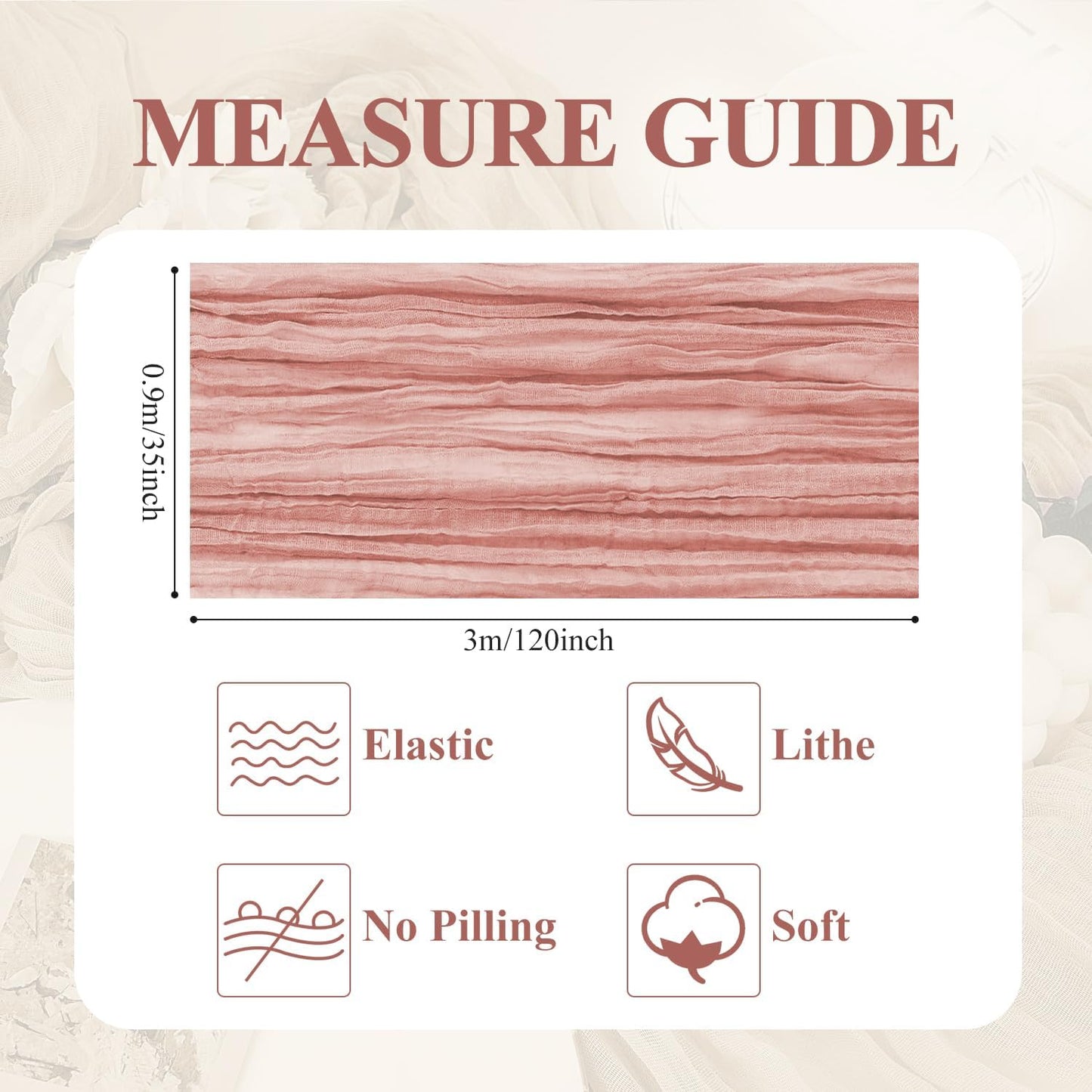 Asee'm 3pcs Cheesecloth Table Runner 120 Inches Dark Rose Boho Gauze Cheese Cloth Runner 10FT Rustic Sheer Table Runners for Summer Wedding Baby Shower Holiday Party Decoration