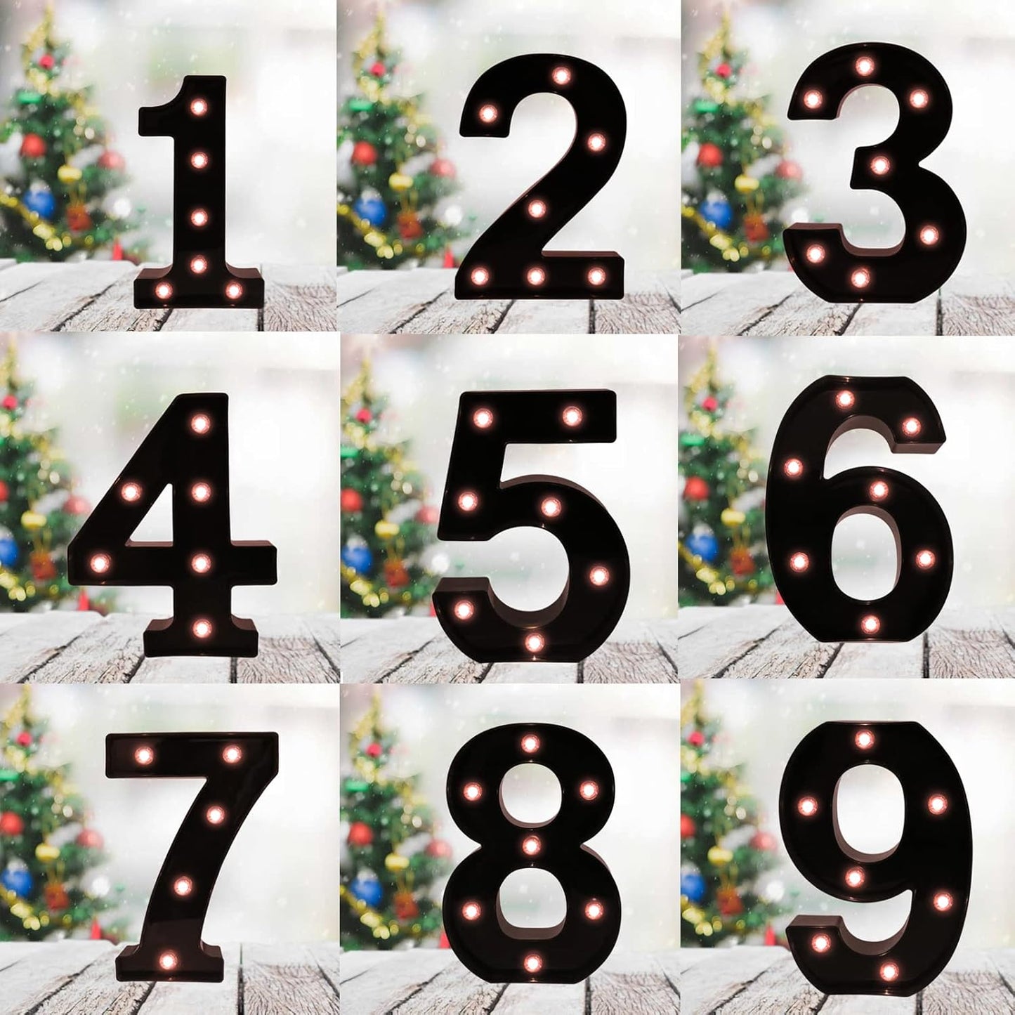Light Up Black Alphabet Marquee Number Sign LED Marquee Number Lights Sign for Night Light Home Bar Christmas Lamp Birthday Party Wedding Decoration 7