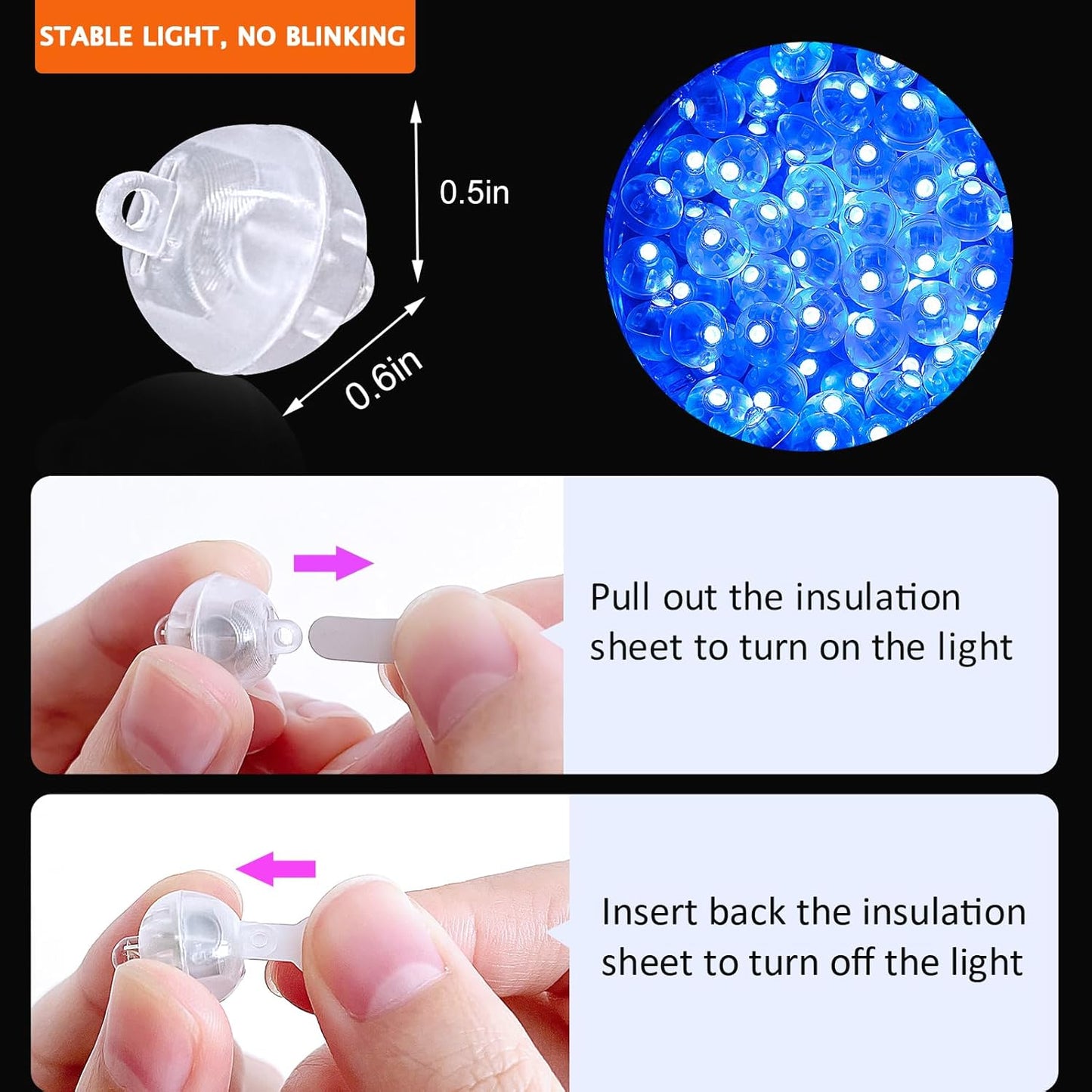 200PCs Balloon Lights, Long Standby Time Mini Ball Light, Mini Led Lights for Paper Lantern, Easter Eggs and Party Wedding Birthday Festival Christmas Decoration (Glow steadily Blue)