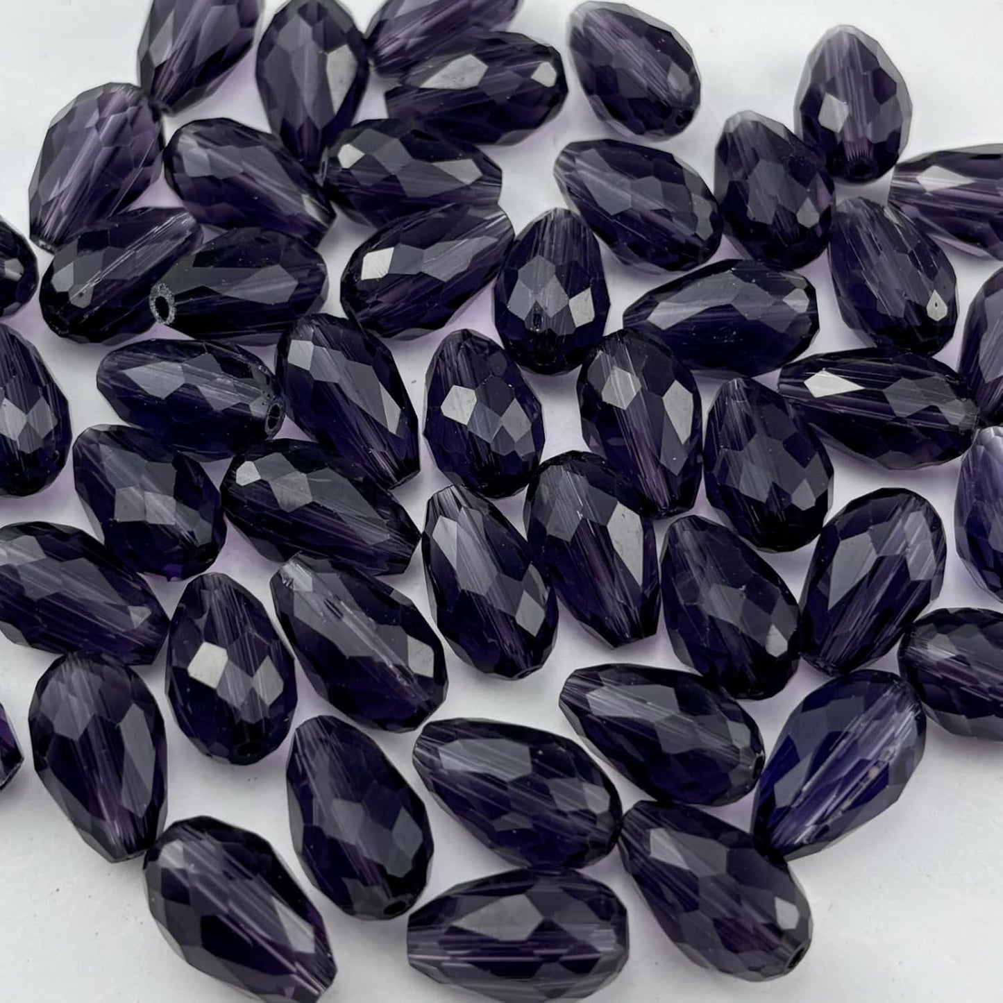 200pcs 3x5mm Teardrop Crystal Glass Beads for Jewelry Making, Faceted Vertical Hole Teardrop Glass Spacer Beads for Wind Chimes Bracelet Earring Necklace DIY Craft(Violet)