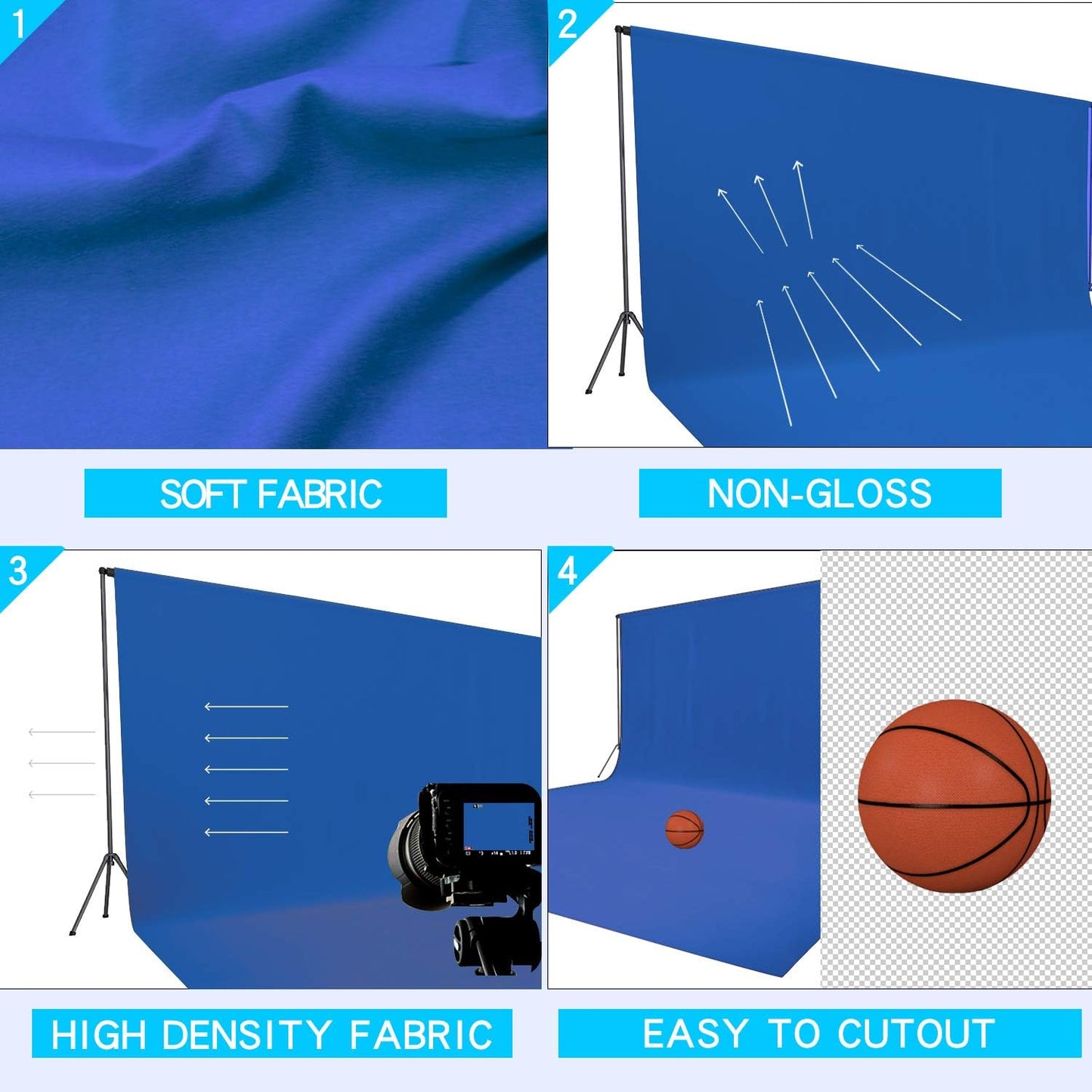 ISSUNTEX 10X16 ft Background Muslin Backdrop, Photo Studio, Collapsible High Density Screen for Video Photography and Television-Blue