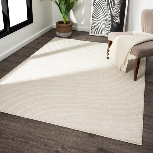 LUXE WEAVERS Modern Geometric Wave Cream 6x9 Area Rug