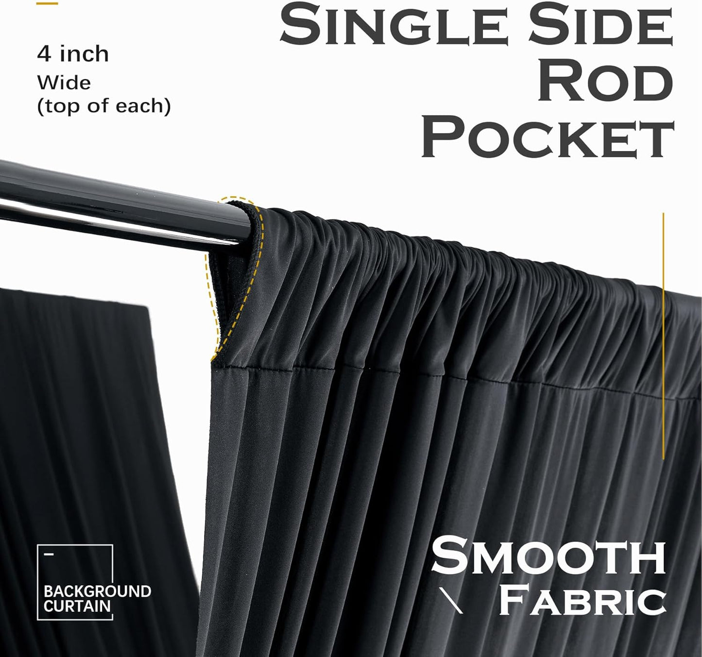 PartyVillage 4 Panels 5ftx30ft Black Ceiling Drapes for Halloween Parties – 30 FT Extra Long Thick Polyester Wrinkle-Free Drapery Tent Decor Decorations for Birthday Party Ceremony Stage Swag