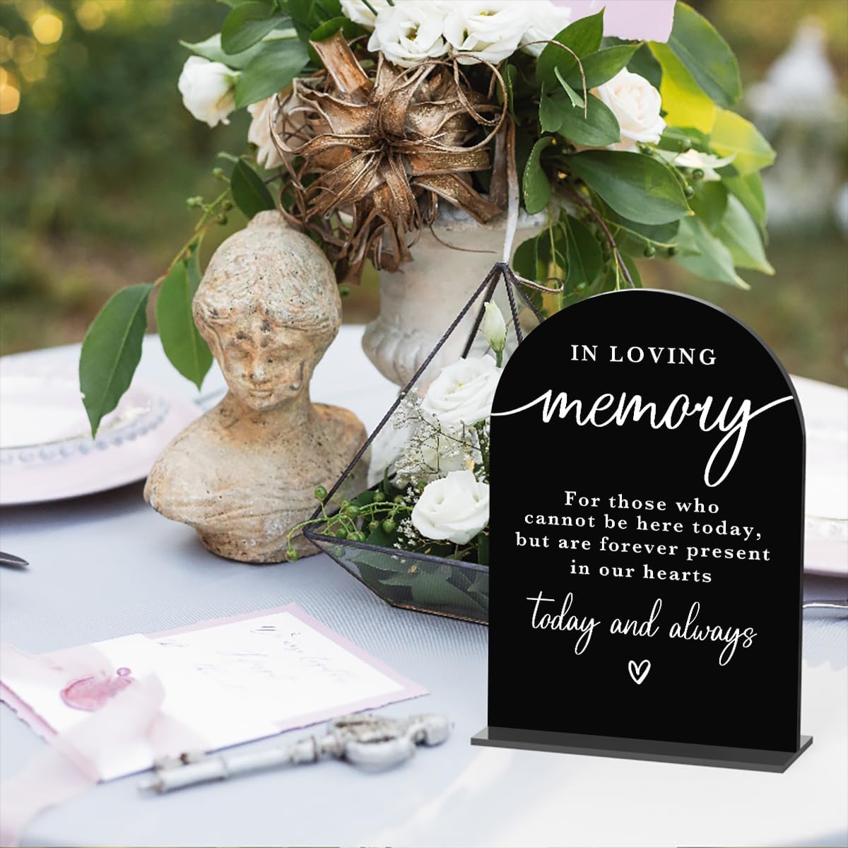 In Loving Memory Acrylic Wedding Sign Memory Table Sign for Wedding Wedding Signs for Ceremony Modern Calligraphy Arch Acrylic Table Top Sign for Wedding Reception and Event Party Table(black)