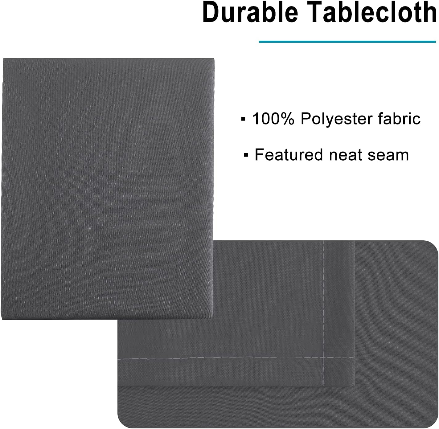 Hiasan Grey Rectangle Tablecloth - Waterproof Washable Polyester Fabric Table Cloth for Party, Wedding, Banquet and Restaurant, 90 x 156 Inch