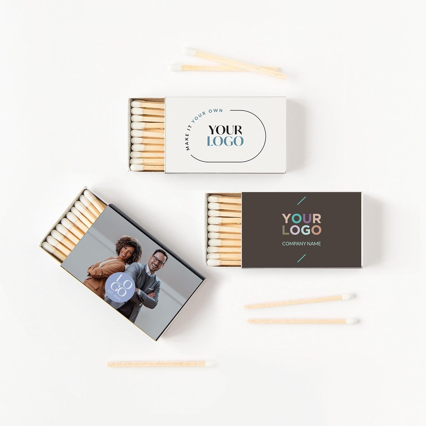 Weddingstar Matchboxes Stickers for Corporate Gift - Your Business Logo - Pack of 50 Navy
