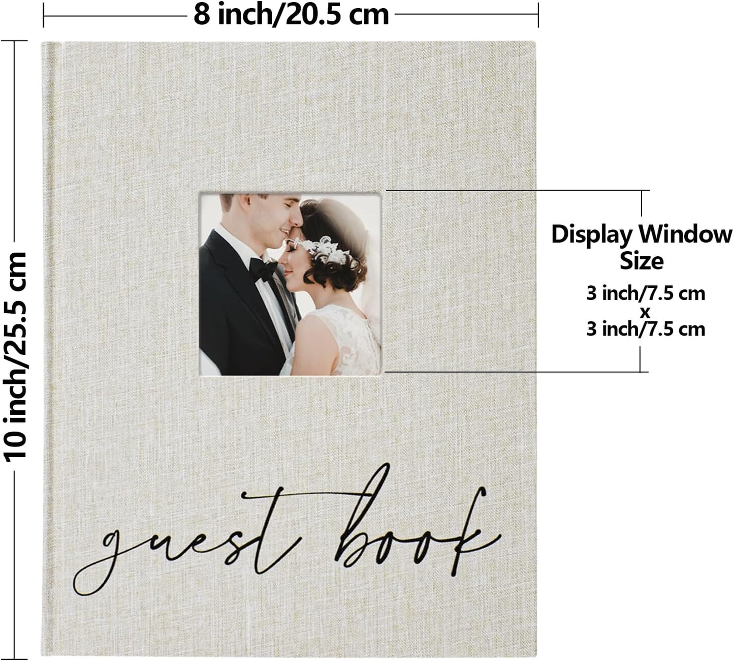 Vienrose Wedding Guest Book Polaroid Guest Book Photo GuestBook Sign in book Personalized Linen Cover 120 Pages Hardcover with Lined, Alternative Baby Shower, Party, Birthday (10" x 8" Minimalist)
