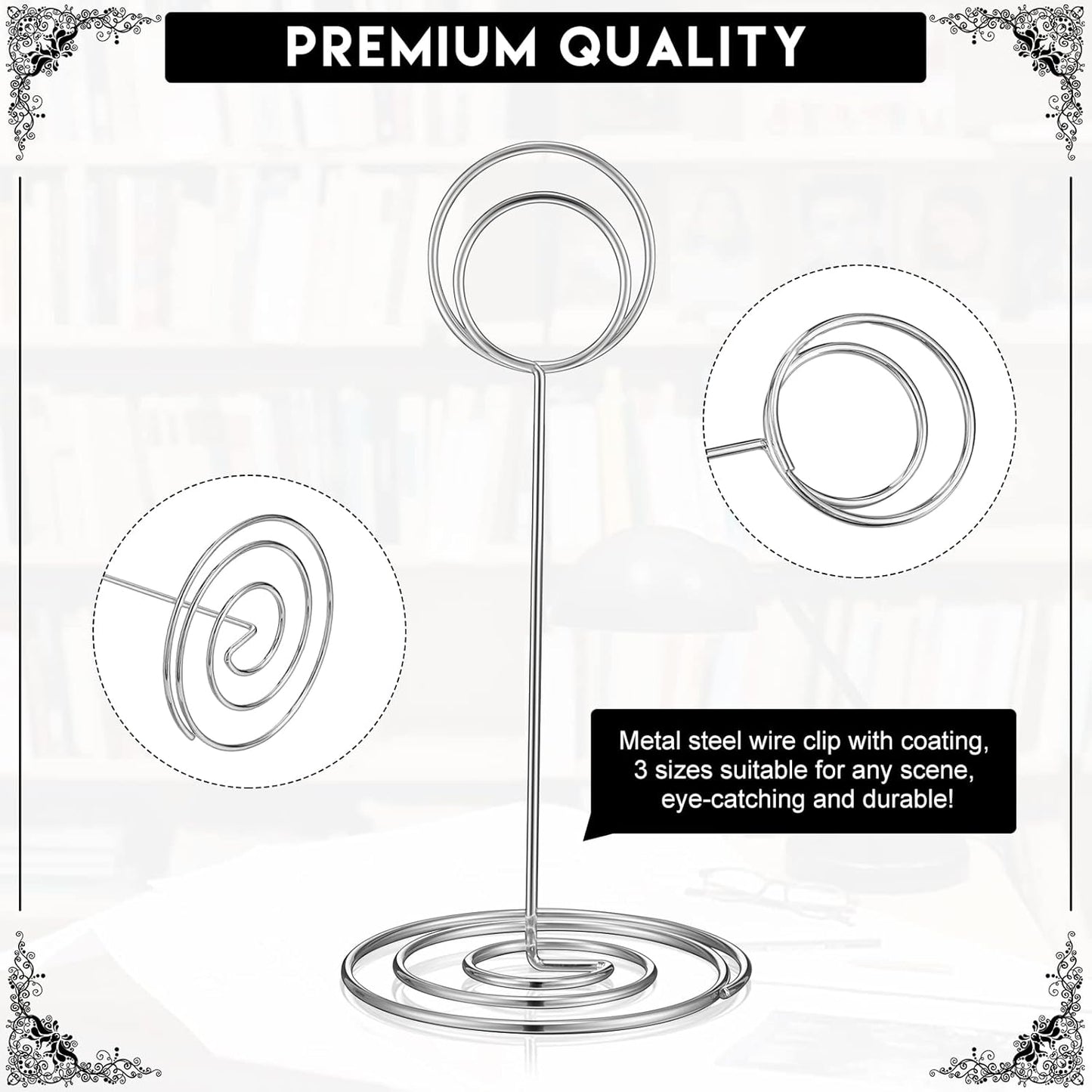 Teling 36 Pieces Table Number Holders 3 Size Place Card Holder Name Numbers Menu Memo Note Card Picture Photo Clip Stand Table Sign for Wedding Anniversary Party Display(Silver)