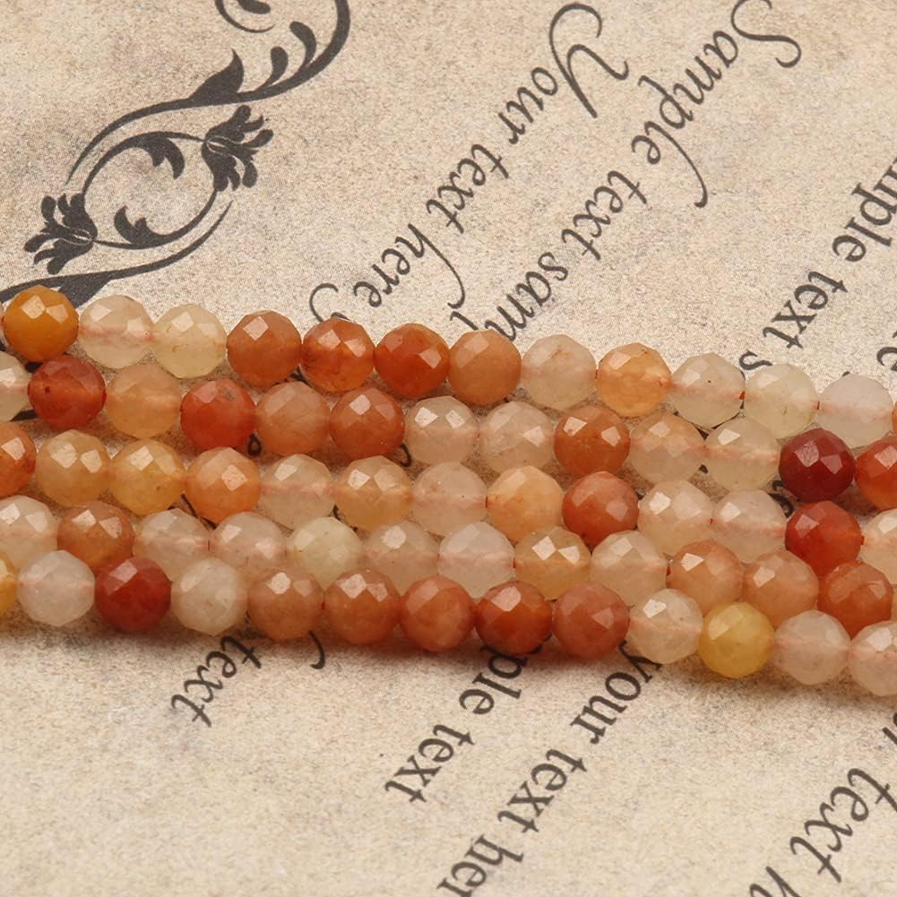 Song Xi 180pcs 2mm Natural Red Aventurine Gemstone Beads Faceted Round Loose Stone Beads for Jewelry Making