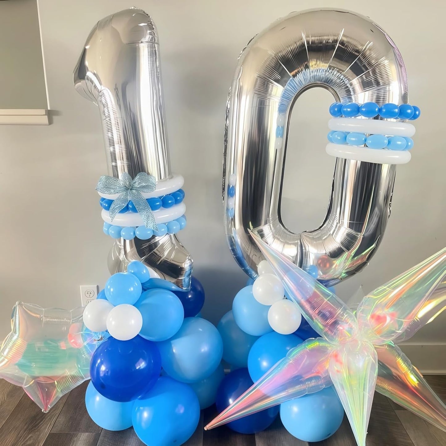 Silver 30 Number Balloons, 40 Inch Helium Foil Number 3 & 0 Balloons for 30 Year Old Birthday Decorations, Large Self Inflating Mylar Balloon for Men 30th Birthday Party Anniversary Decor Supplies