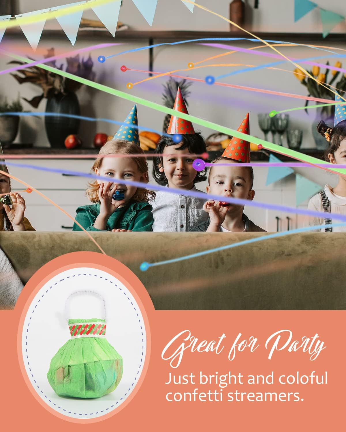 BATTIFE 20Pack Streamers Poppers - Colorful Hand Throw Confetti Poppers, No Mess Paper Crackers for Birthday Wedding Party Celebrations, Multi-Color