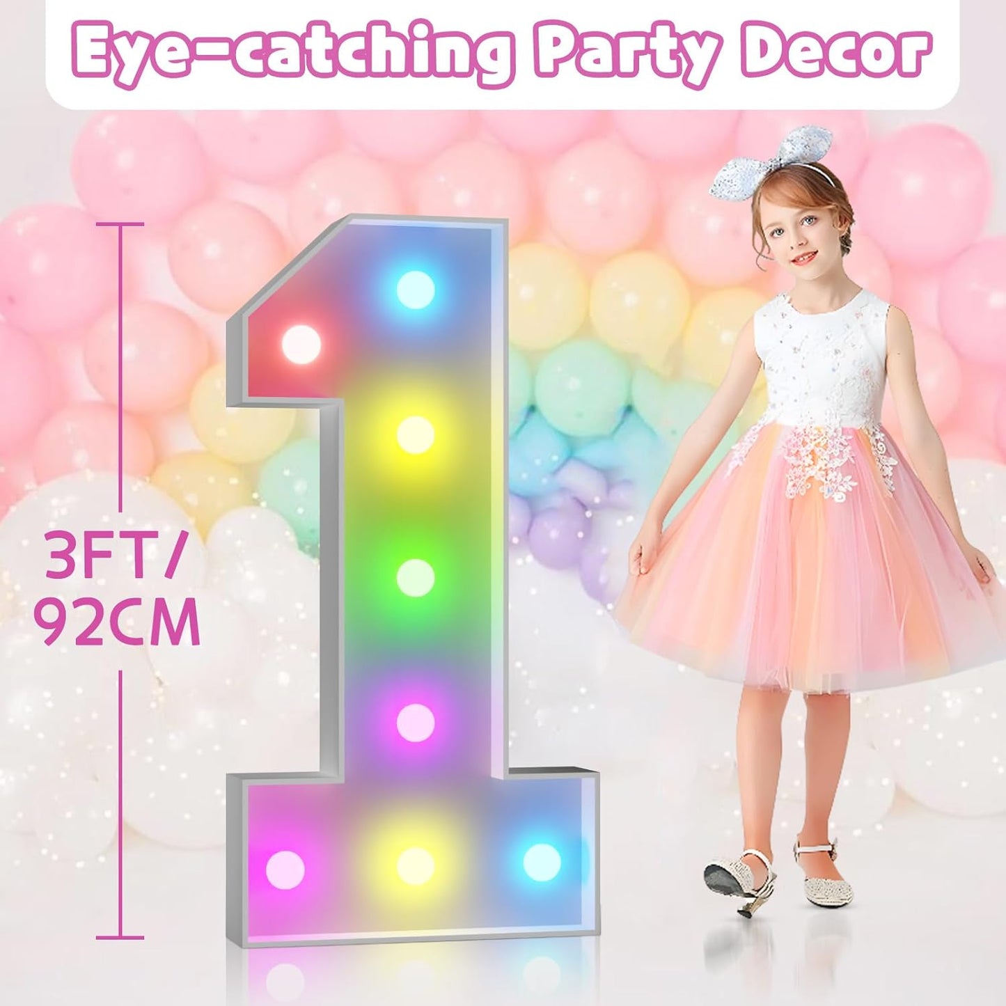 Marquee Numbers 60th-Birthday Decoration: Colorful 3FT Large Light Up 60 Year Old Birthday Decorations Anniversary Backdrop for Boys Girls Cardboard Sign 18 Colors Number 60 Mosaic Balloon Frame