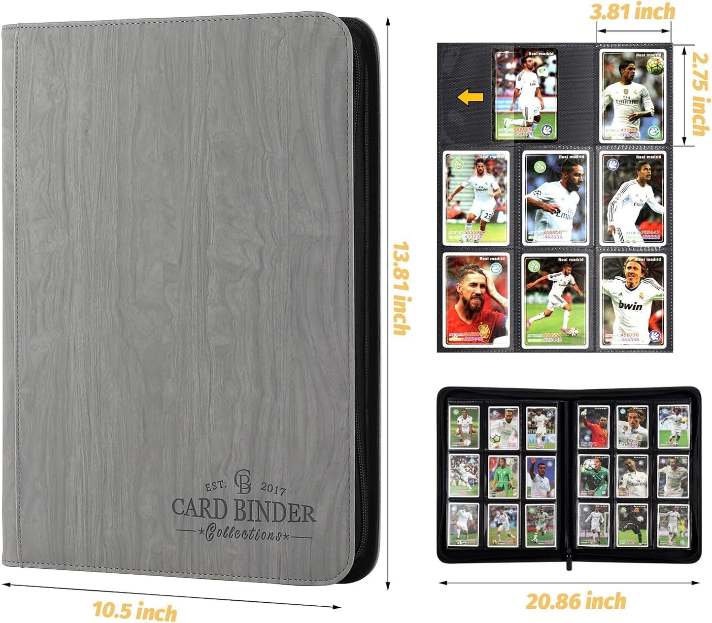 Trading Card Binder, Card Collection Binder Album Folder with 540 Side Loading Pockets, 9 Pocket Trading Card Album Folder for TGC,MTG, Baseball Cards, Yugioh grew