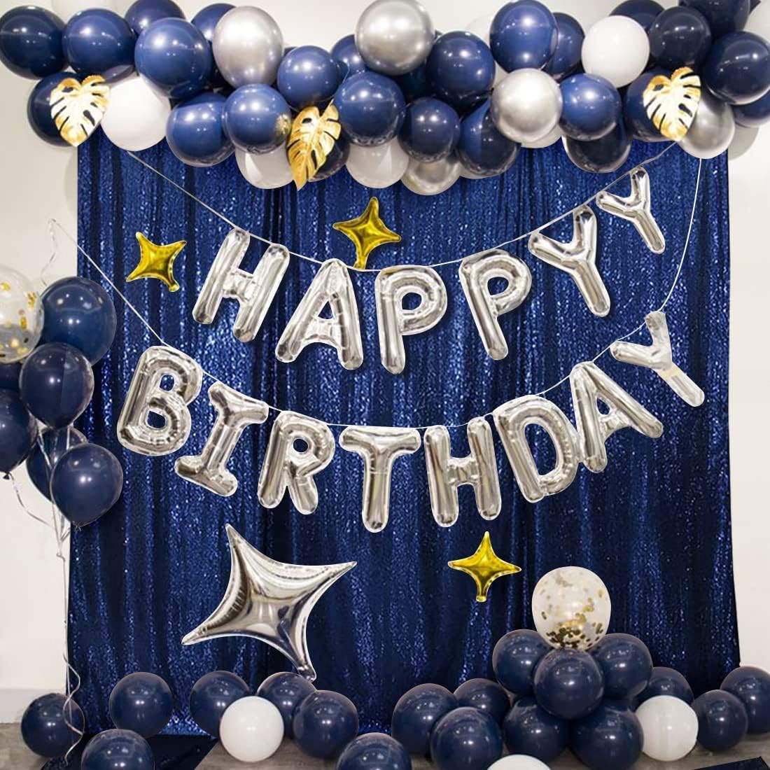 Poise3EHome 7Ft x 7Ft Navy Blue Sequin Backdrop, Glitter Thick Satin Sequin Background Drapes, Sequence Xmas Thanksgiving Backdrop for Wedding Party Holiday Festival Decor