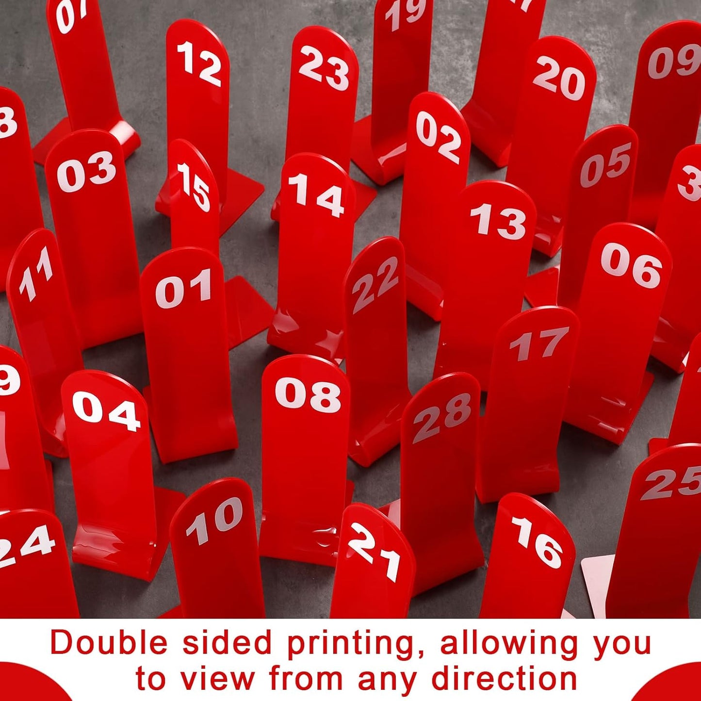 Tuanse 1-30 Table Order Numbers Restaurant Double Sided Acrylic Reception Number Stands Signs for Wedding Restaurant Seating Cafes Party Banquet(Red)