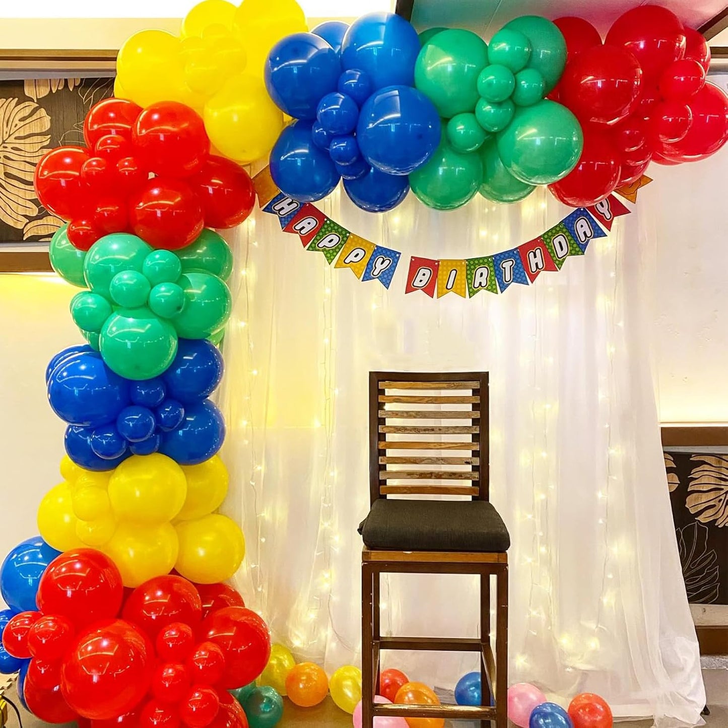 Red Blue Yellow Green Balloon Set, 12 Inch Carnival Circus Party Balloon Red Blue Green Yellow Helium Balloons Confetti Latex Balloon for Video Game Party Rainbow Kid Birthday Party Carnival Circus