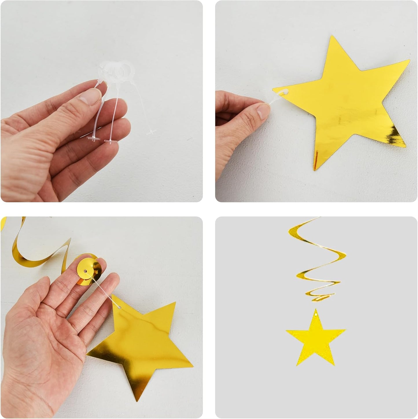 BEISHIDA Red Blue Gold Star Hanging Swirl Decorations, Birthday Hanging Party Supplies for Graduation Wedding Baby Shower Birthday Decorations,Pack of 15