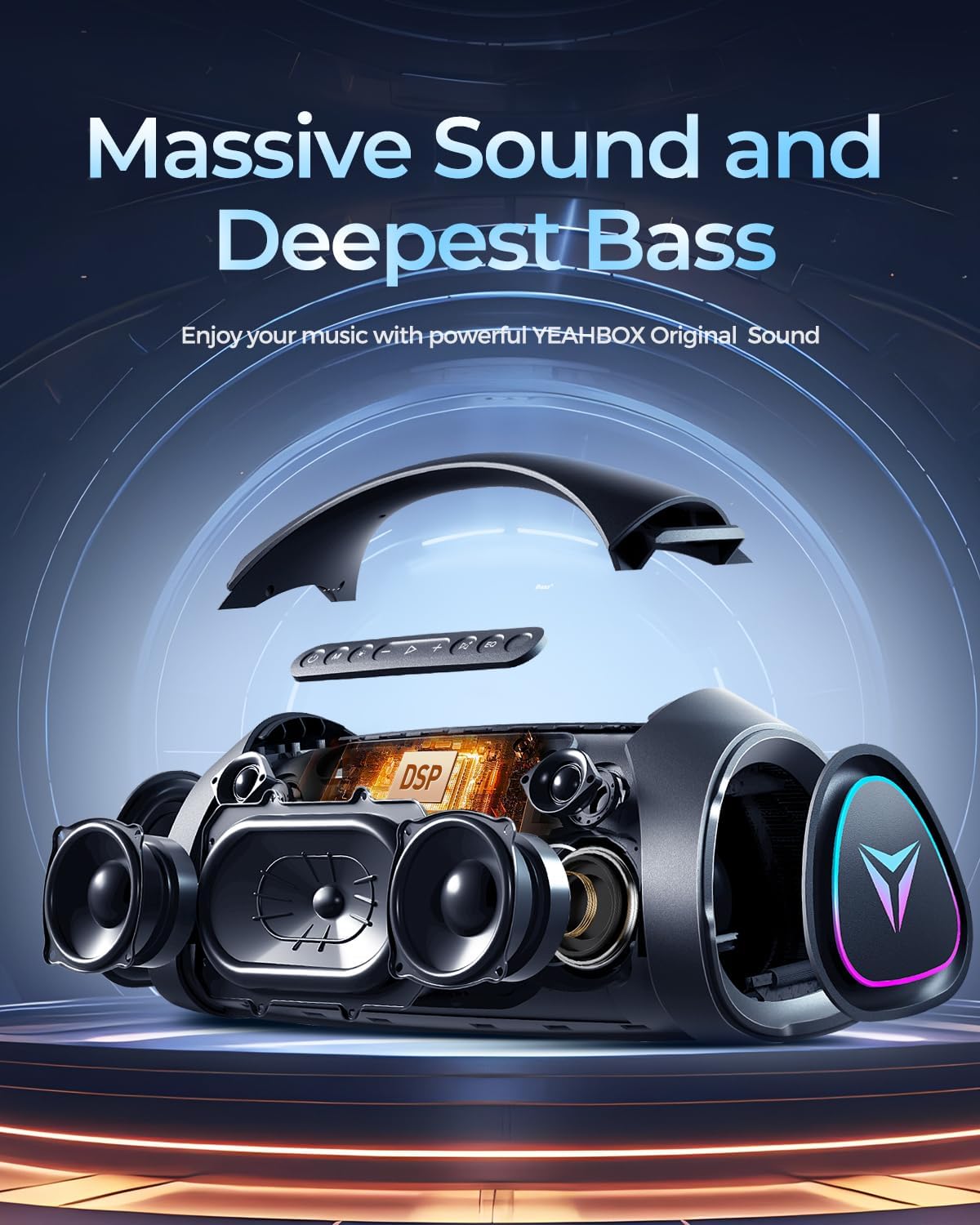 Sonic Boom MAX 300W Max Large Bluetooth Speaker Loud, Massive Bass, IPX66 Waterproof Party Portable Speaker with Subwoofer/EQ/Fast Charge, Outdoor Wireless Speakers