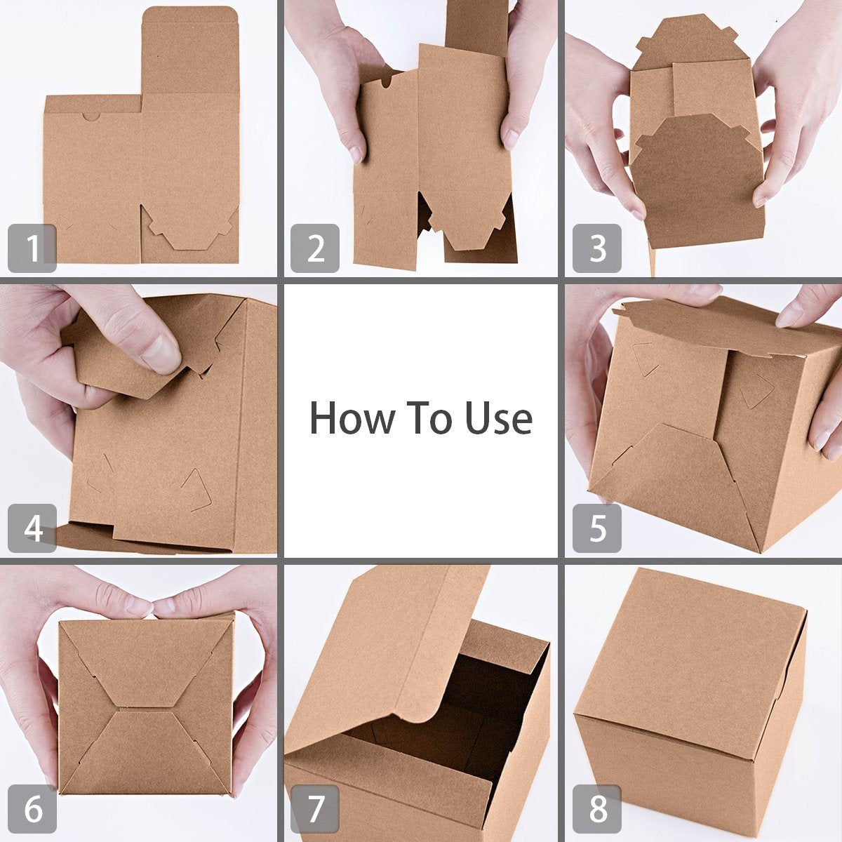MESHA 6x6x6 Gift Boxes with Lids, Brown Kraft Gift Boxes 50PC for Christmas, Cupcake, Bridesmaid & Groomsmen Proposal, Birthday, Party Favor, Wedding Favor