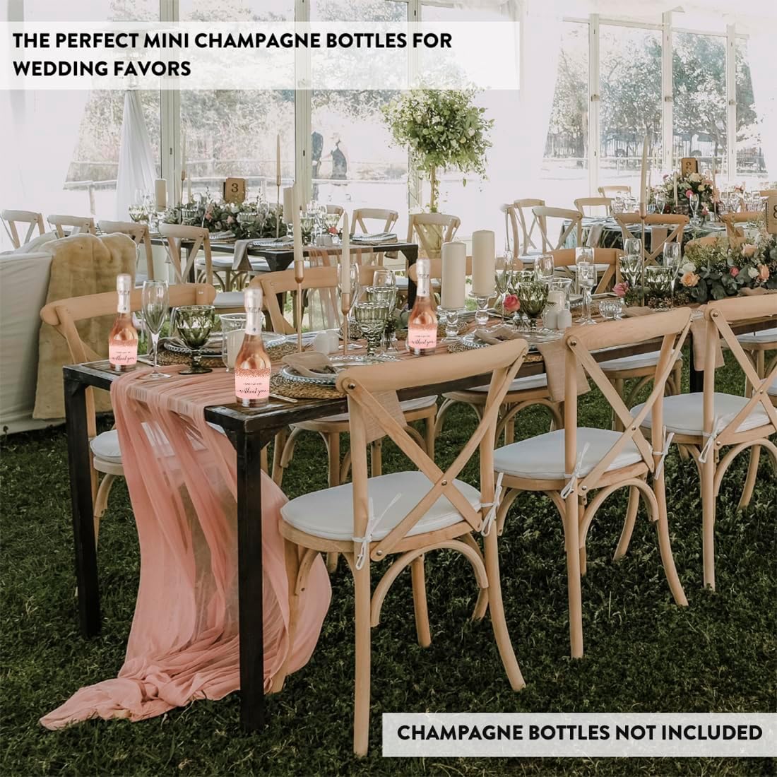 Andaz Press Mini Champagne Wine Bottle Labels, I Can'T Say I Do Without You, Blush Pink Faux Rose Gold Glitter, 20-Pack Bride Bridesmaid Proposal Stuffers