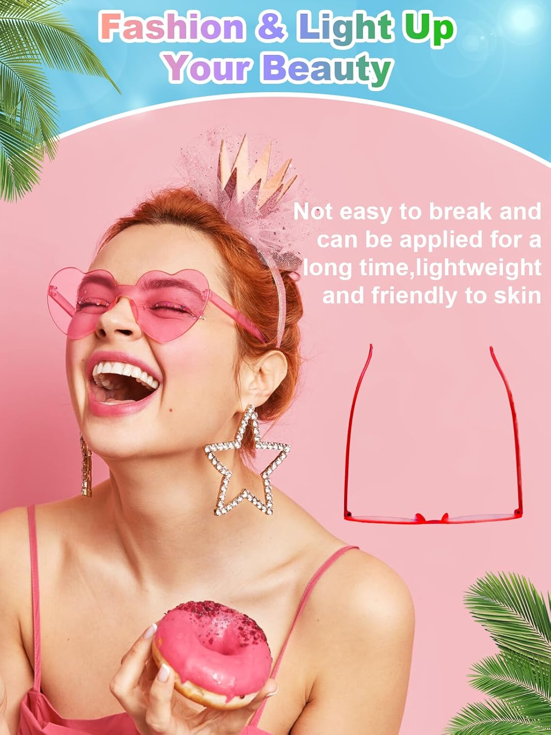 12 Pairs Heart Shaped Sunglasses for Women Colorful Glasses Fun Trendy Transparent Heart Sunglasses Party Favor (multicolor)