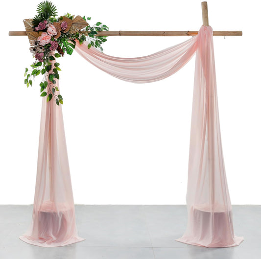VDS Pack of 1 Panel (30 Inch X 40 Feet) Wedding Arch Draping Fabric Sheer Chiffon Fabric Drapery for Wedding Ceremony Reception Swag Backdrop Canopy Chuppah ARBO Altars Decoration (Dusty Rose)