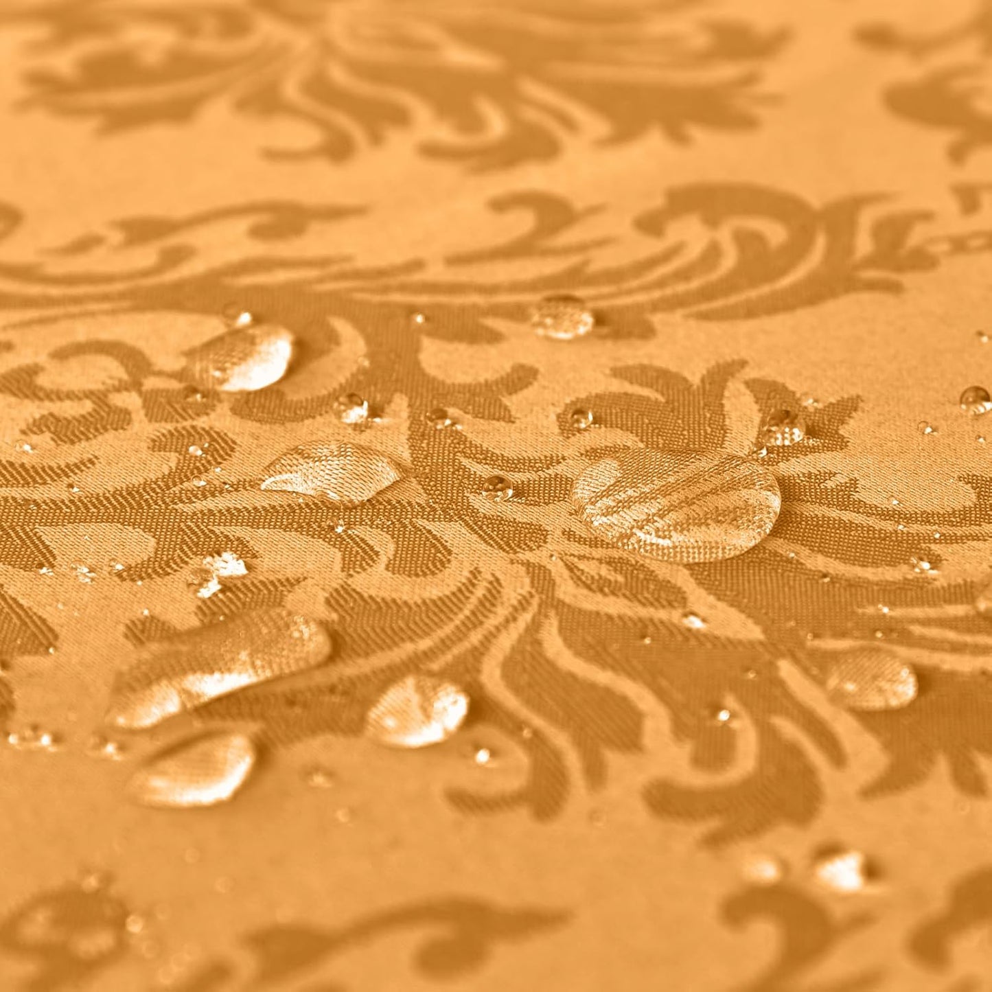 SASTYBALE Amber Rectangle Jacquard Tablecloth, Spill Wrinkle Proof Damask Table Cloth for Rectangle Tables, Rectangular Harvest Fall Inddor Outdoor Tablecloths, 60x 84 Inch Amber