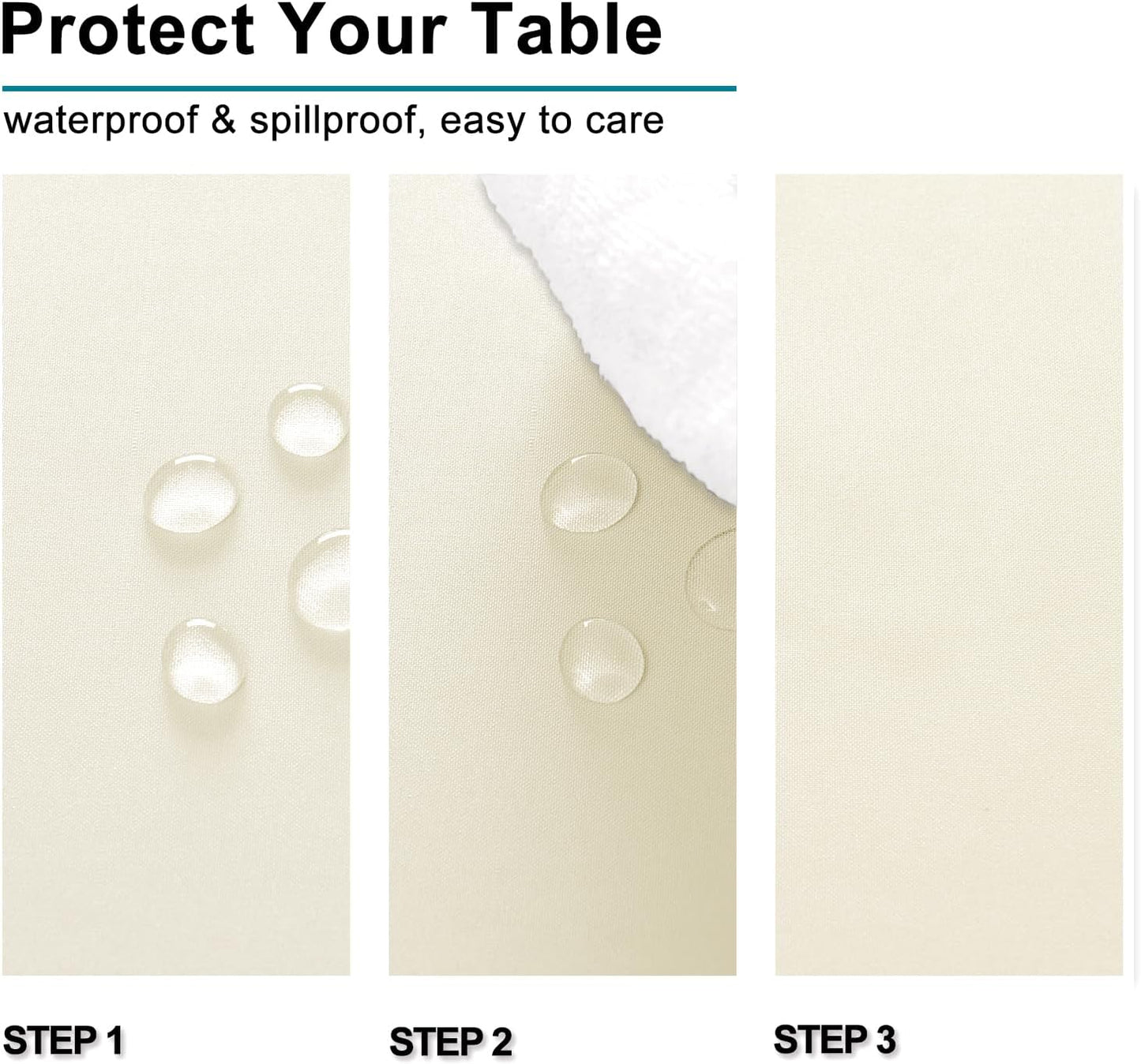 Hiasan Champagne Rectangle Tablecloth - Waterproof and Spillproof Washable Fabric Table Cloth for Dining Room Kitchen Party and Outdoor, 60 x 84 Inch