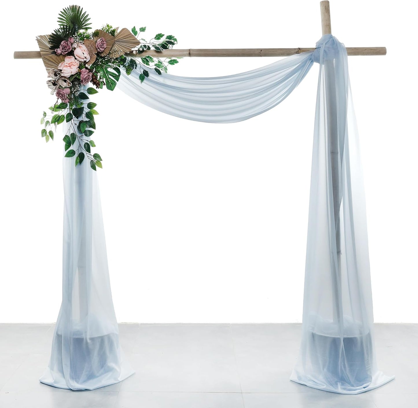 VDS Pack of 2 Panel (30 Inch X 50 Feet) Wedding Arch Draping Fabric Sheer Chiffon Fabric Drapery for Wedding Ceremony Reception Swag Backdrop Canopy Chuppah ARBO Altars Decoration (Baby Blue)