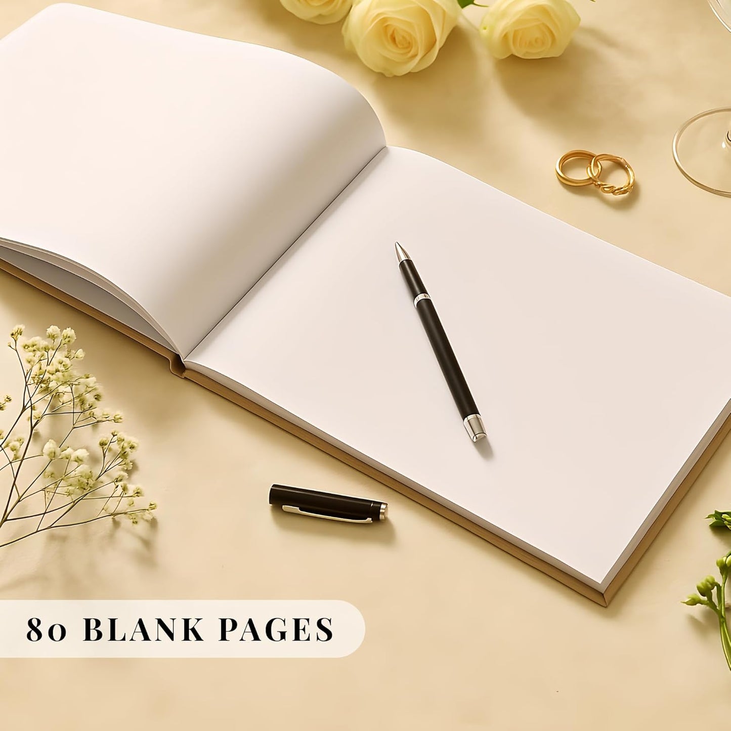 Wedding Guest Book – Personalized Polaroid Guest Book for Wedding Reception, Custom Sign In Photo Book with Blank Pages, Elegant Keepsake for Guests (Linen Cream)