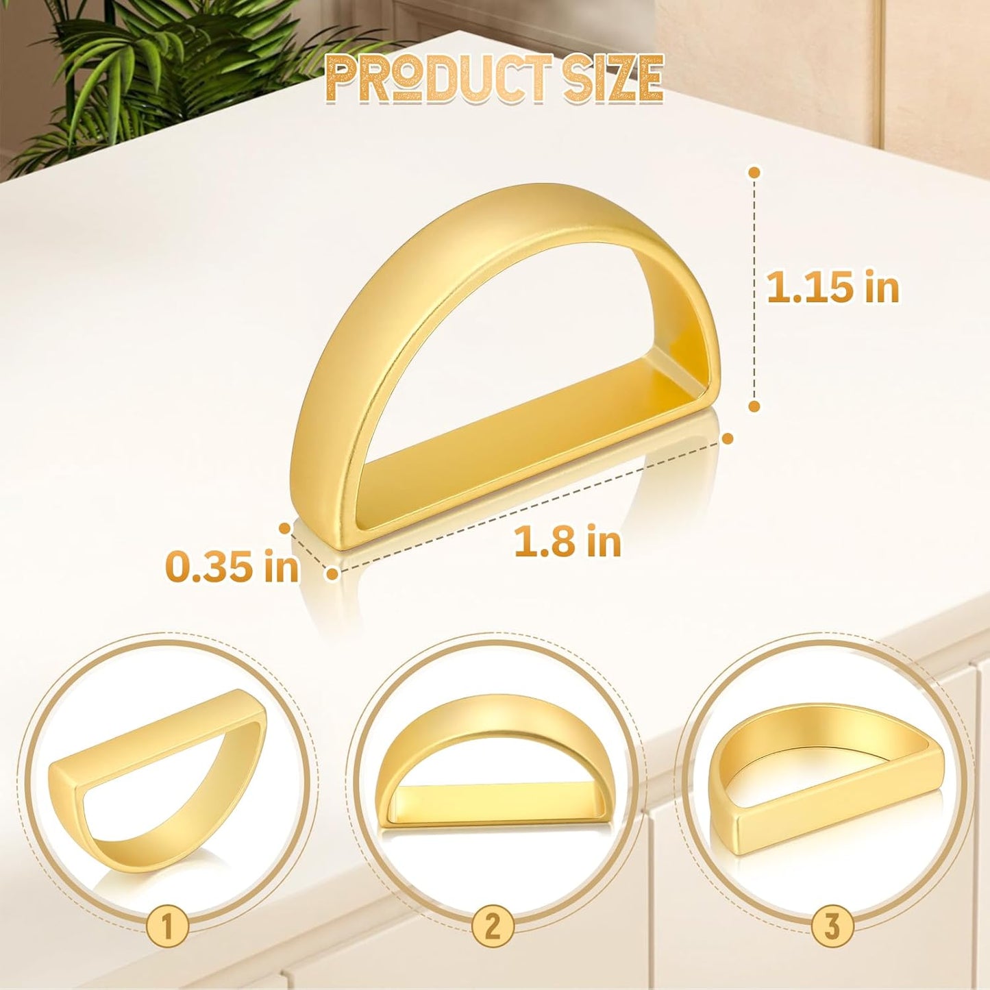 KPOSIYA Napkin Rings Set of 12, Metal Gold Napkin Rings Bulk for Table Settings, D-Shape Napkin Holders Rings for Dinner Table Decor, Easter, Fall,Thanksgiving, Christmas, Party,（12pcs）