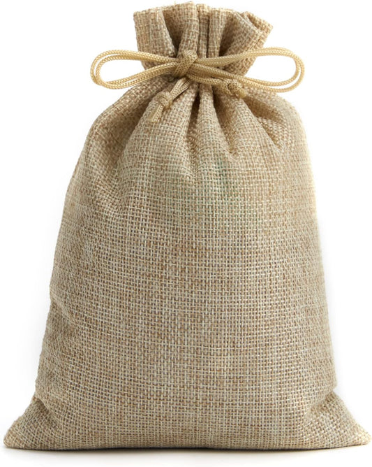 Tendwarm 20 Pcs 6.7x9 Inch Burlap Gift Bags with Drawstring Linen Jewelry Bag for Wedding Party Favors