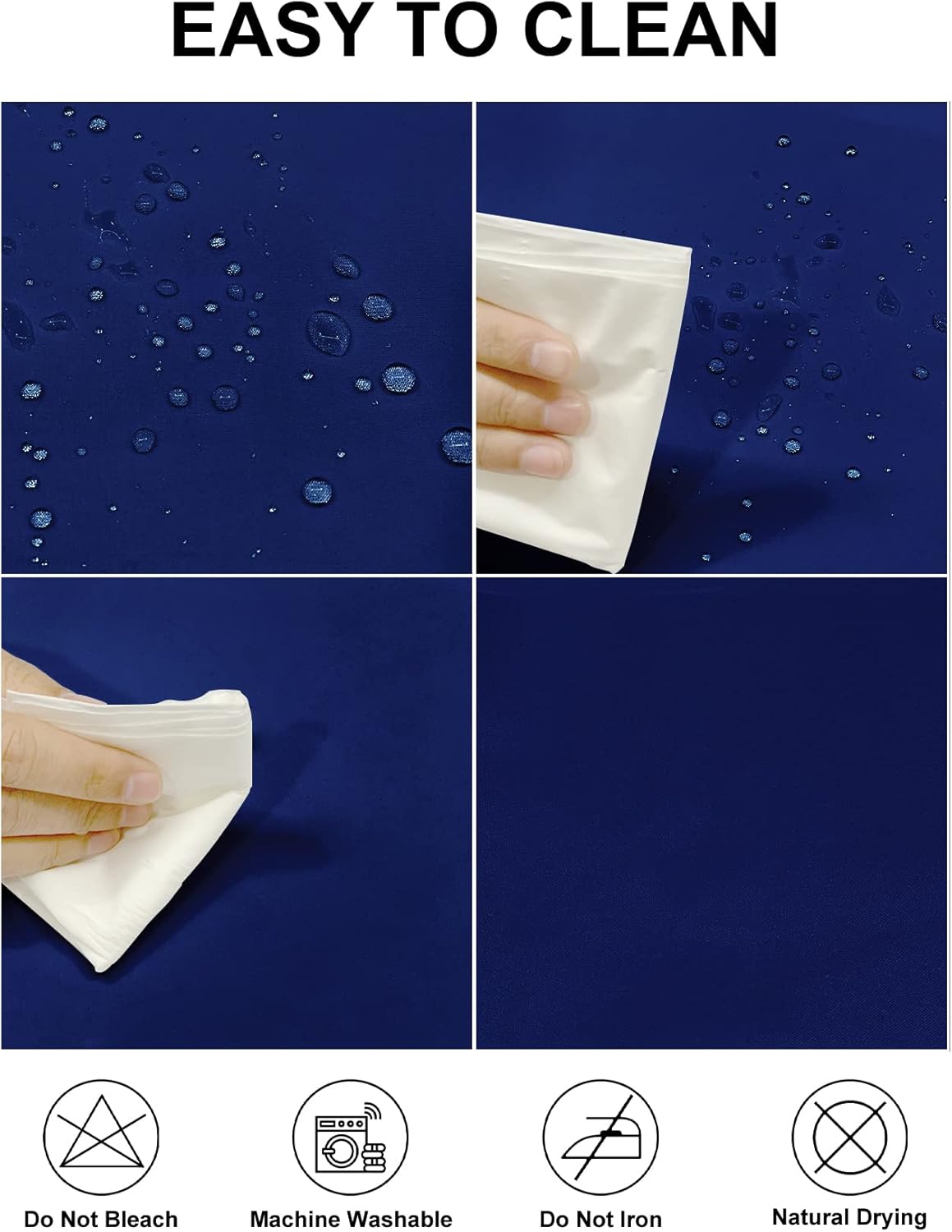 Fokitut 2 Pack Waterproof Rectangle Tablecloth, 90x156 Inch,Stain Resistant and Wrinkle Polyester Table Cloth, Fabric Table Cover for Kitchen Dining, Wedding, Party, Holiday Dinner-Royal Blue